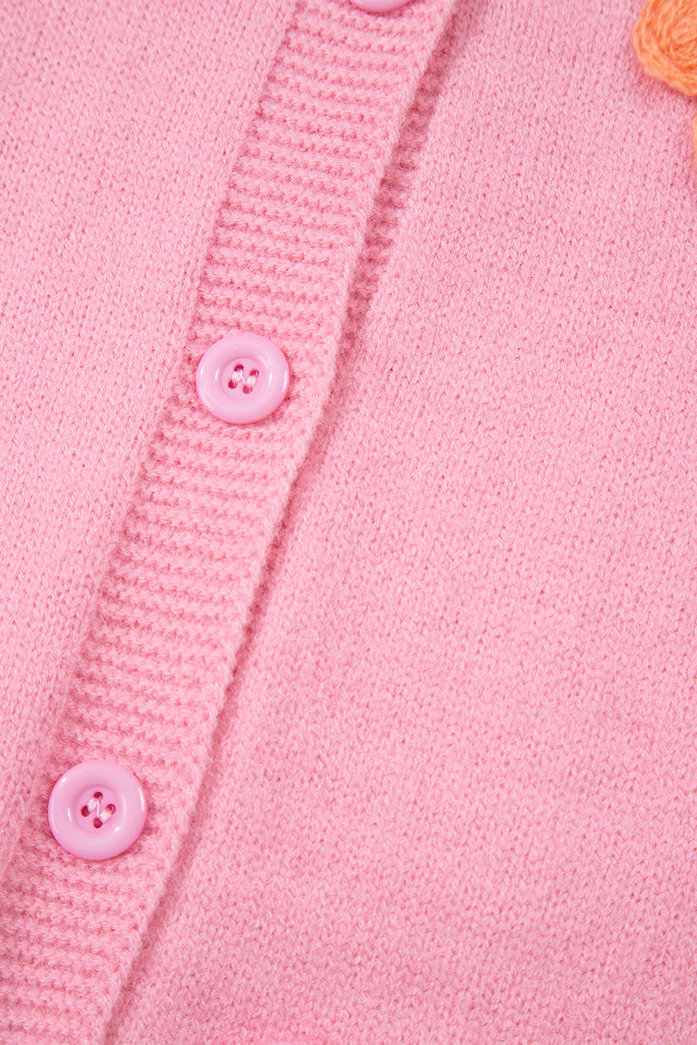 Pink Cute Knitted Floral Pattern Button Up Cardigan - Scarlett's Riverside Boutique