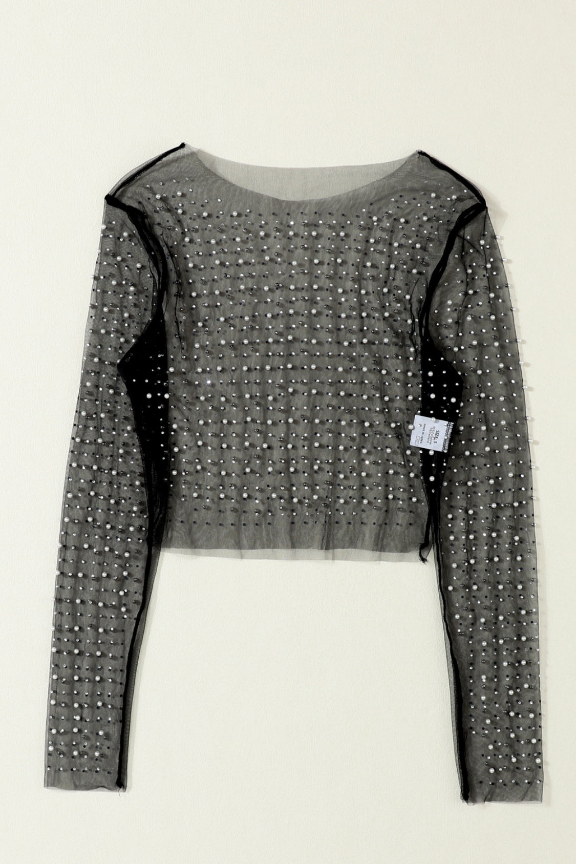Pearl Long Sleeve Mesh Cropped Top - Scarlett's Riverside Boutique