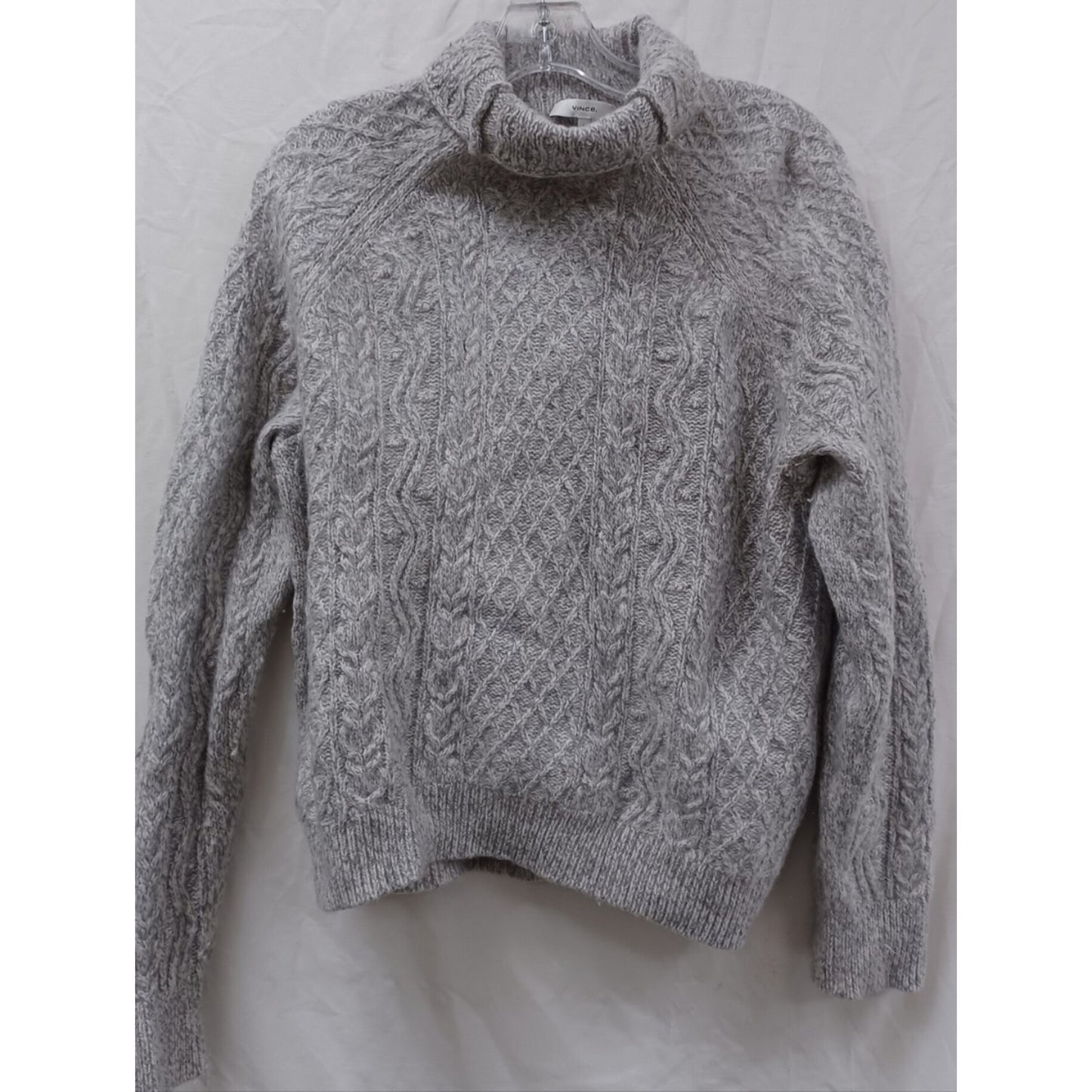 Vince Cable Knit Turtleneck Sweater Large Gray Merino Wool Cashmere Blend Pullov