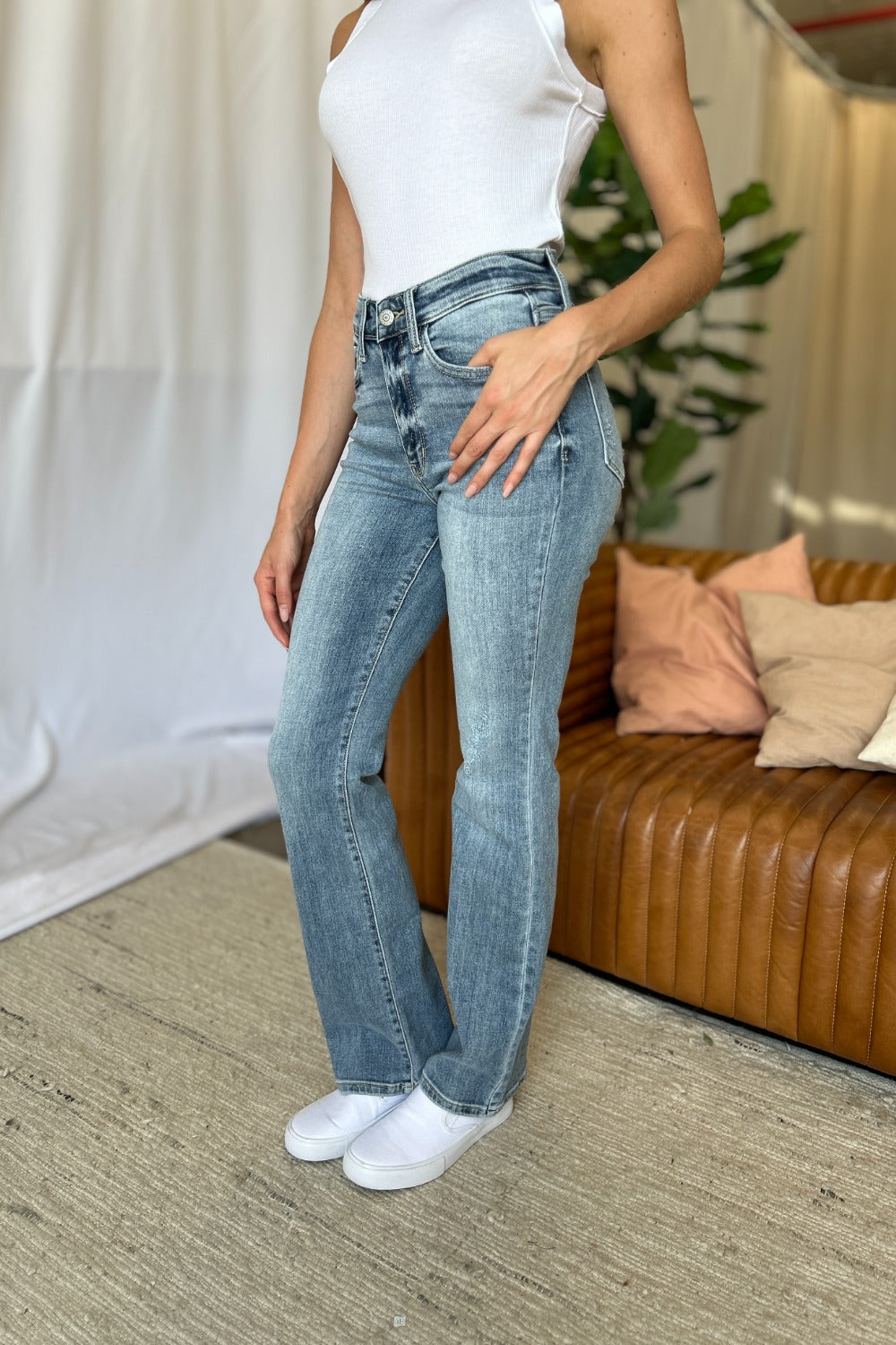 Judy Blue Full Size Medium Rise Bootcut Jeans. Inseam 32.5" - Scarlett's Riverside Boutique