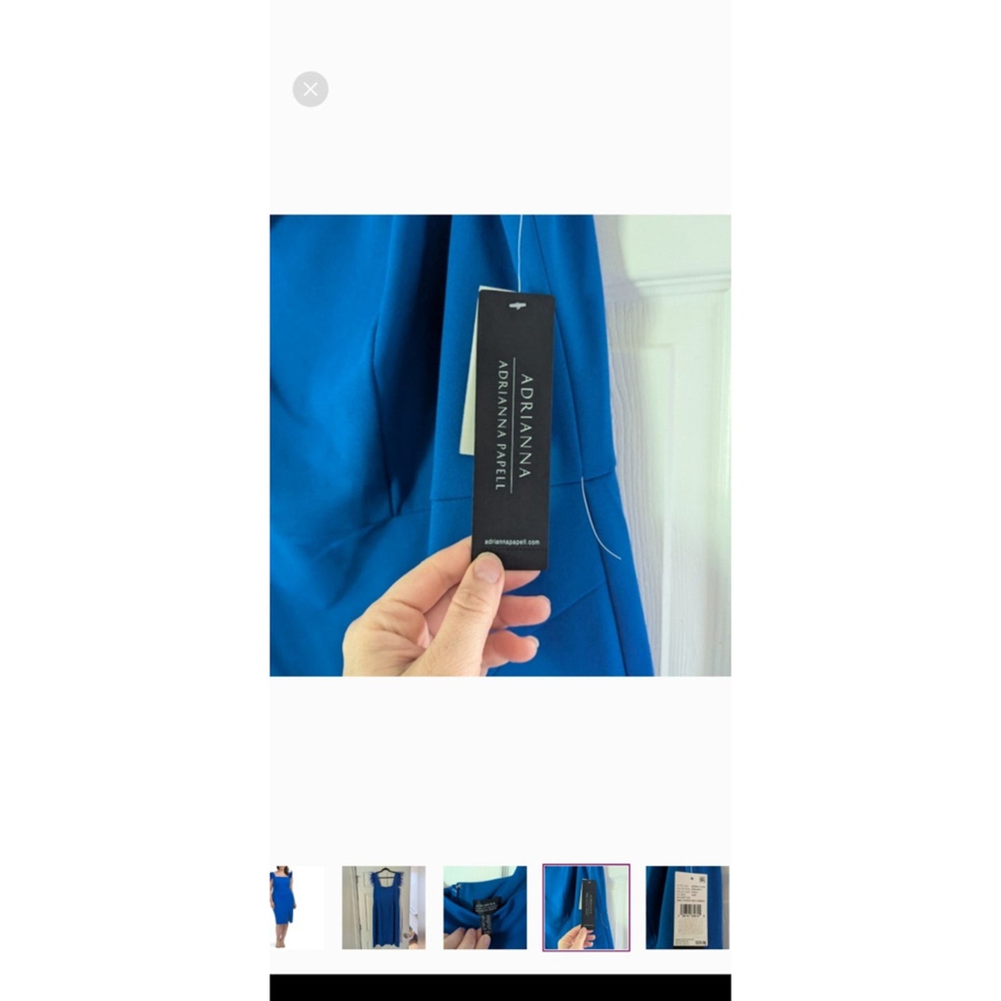 Adrianna Papell Cobalt Blue Feather Sleeve Midi Dress Plus 14W Formal #G14