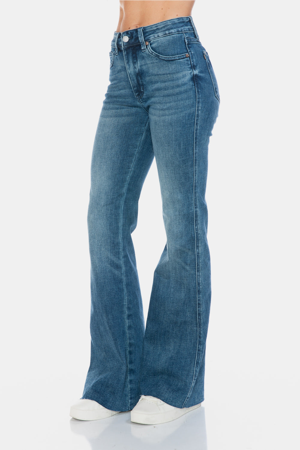 Judy Blue Full Size Tummy Control Cut Hem Flare Jeans - Scarlett's Riverside Boutique