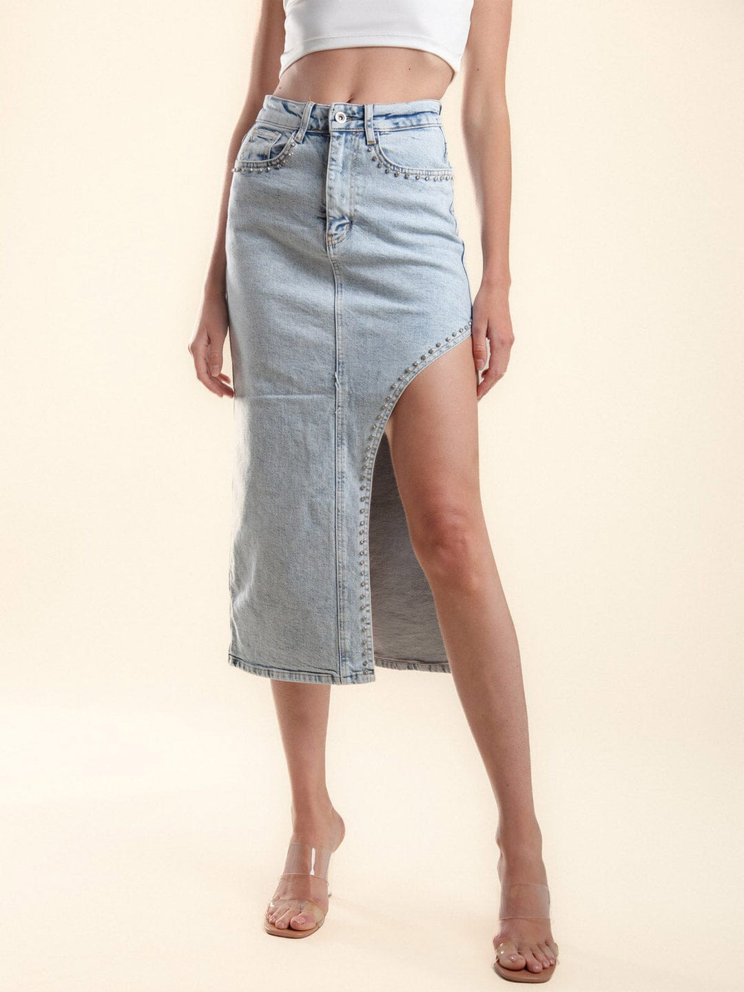 Women's stud detailed denim skirt - Scarlett's Riverside Boutique