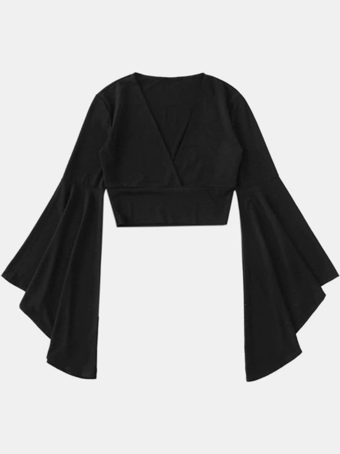 Plunge Flare Sleeve Cropped Top - Scarlett's Riverside Boutique