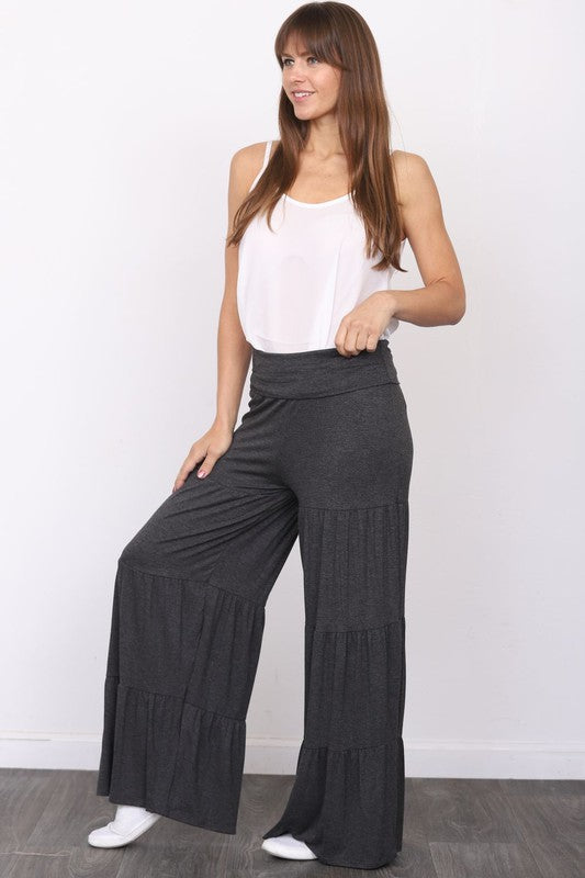 Solid Tiered Wide Leg Pants - Scarlett's Riverside Boutique