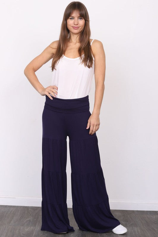 Solid Tiered Wide Leg Pants - Scarlett's Riverside Boutique