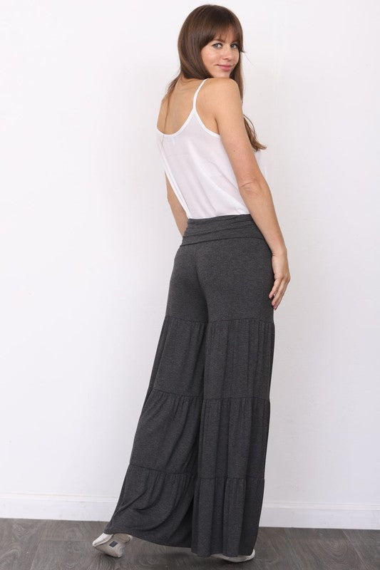Solid Tiered Wide Leg Pants - Scarlett's Riverside Boutique