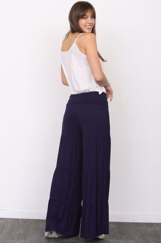 Solid Tiered Wide Leg Pants - Scarlett's Riverside Boutique