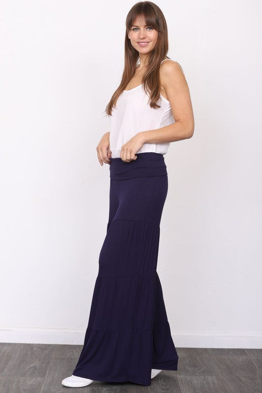 Solid Tiered Wide Leg Pants - Scarlett's Riverside Boutique