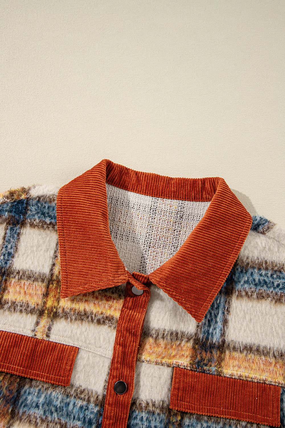 Brown Stripe Plus Size Plaid Print Collared Buttoned Jacket - Scarlett's Riverside Boutique