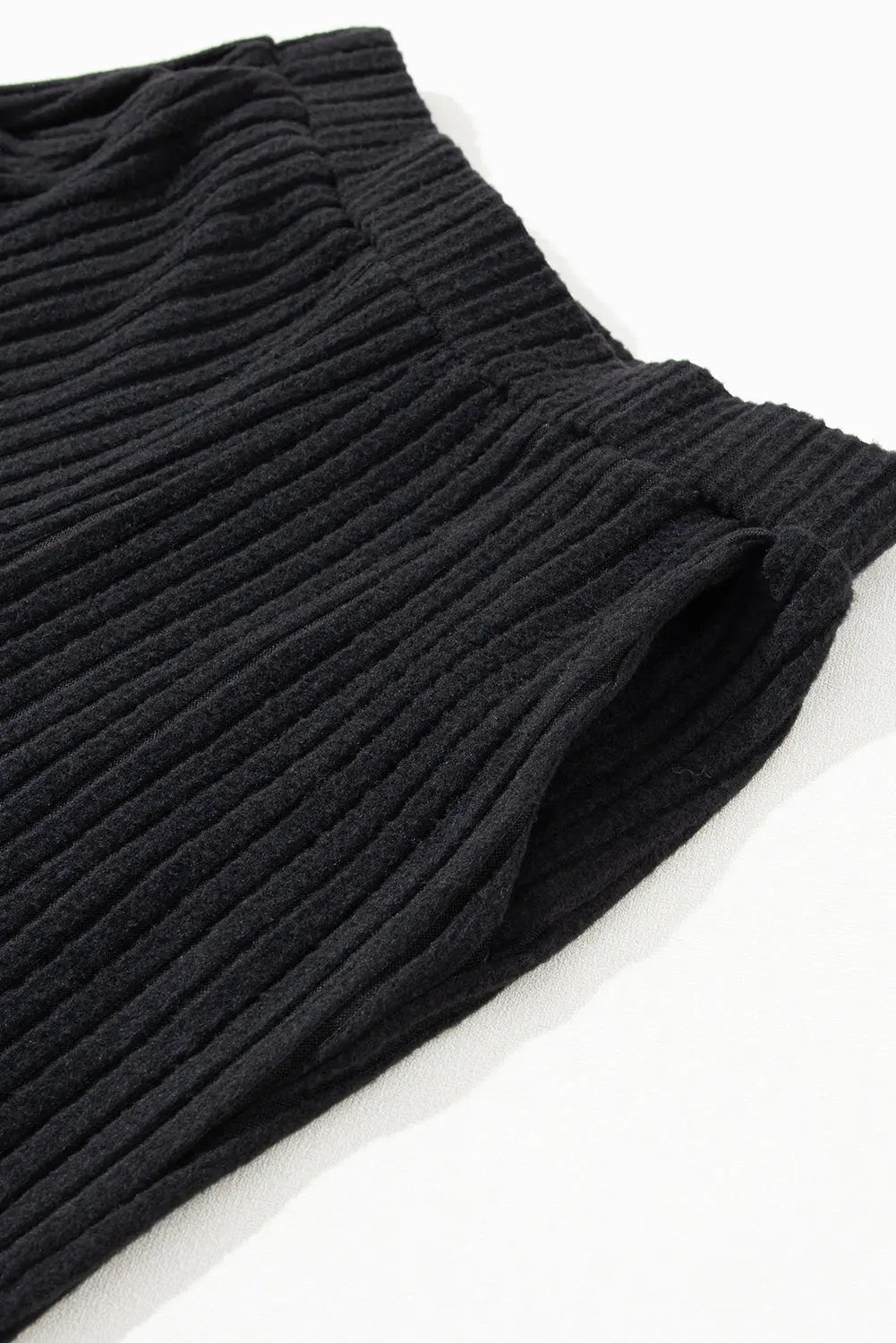 Black Ribbed Knit V Neck Slouchy Two-piece Outfit - Scarlett's Riverside Boutique
