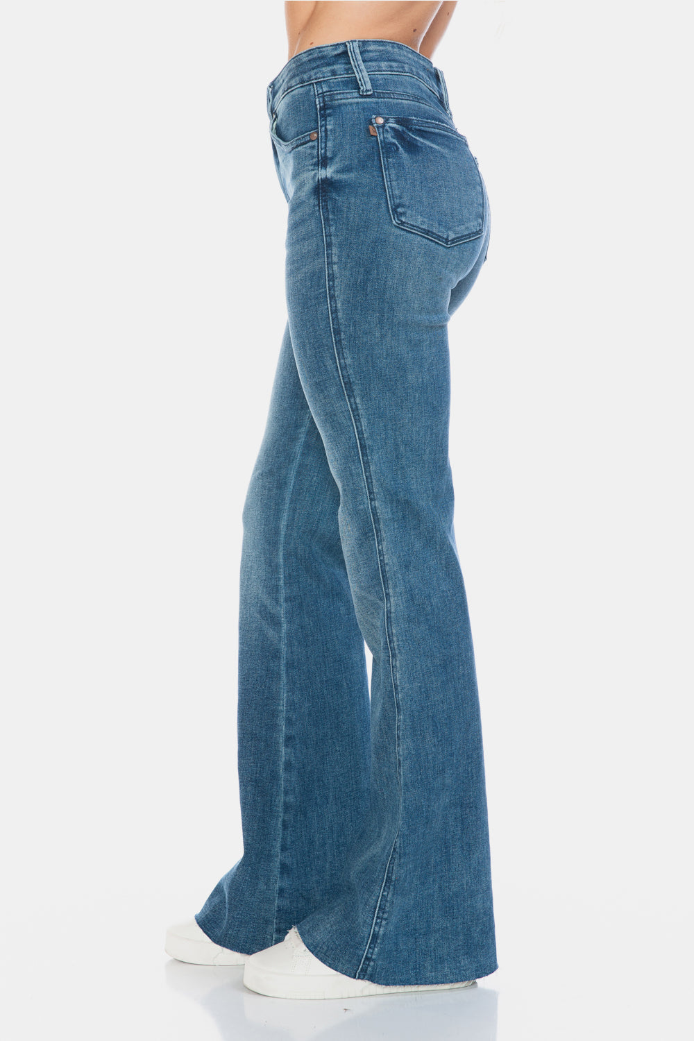Judy Blue Full Size Tummy Control Cut Hem Flare Jeans - Scarlett's Riverside Boutique