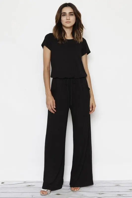 Short Sleeve Jumpsuit W/Pocket - Scarlett's Riverside Boutique