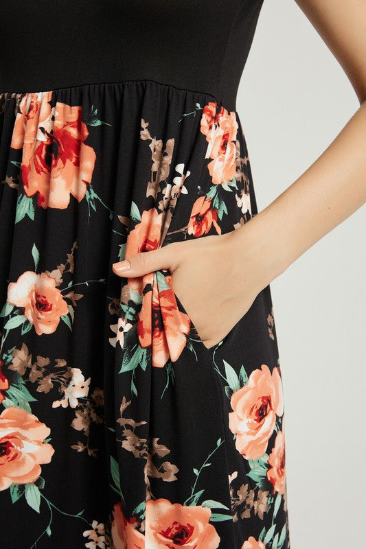 Womens Summer Casual Floral Maxi Dress With Pocket - Scarlett's Riverside Boutique
