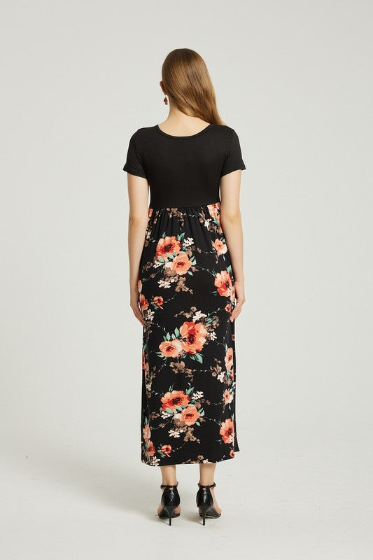 Womens Summer Casual Floral Maxi Dress With Pocket - Scarlett's Riverside Boutique