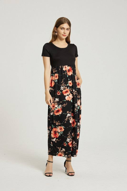 Womens Summer Casual Floral Maxi Dress With Pocket - Scarlett's Riverside Boutique
