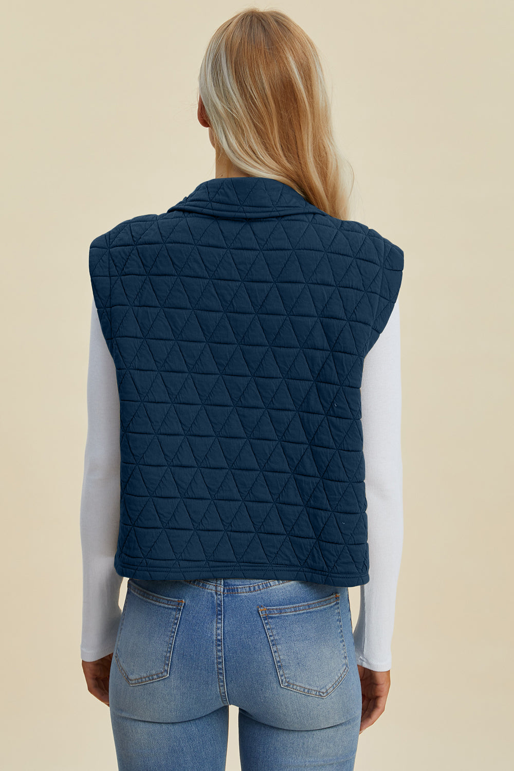 Double Take Full Size Pocketed Texture Snap Down Vest Coat - Scarlett's Riverside Boutique