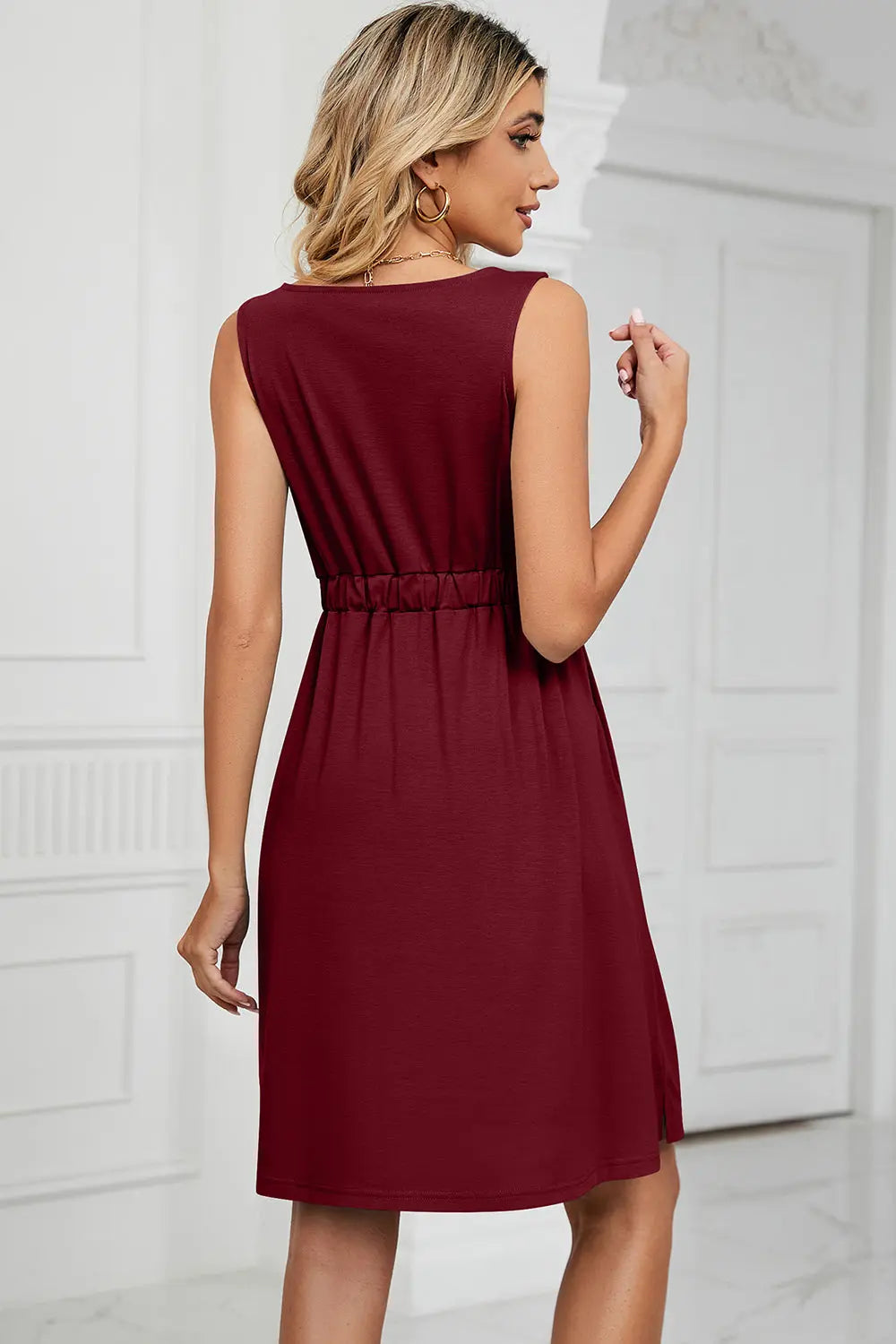 Buttoned Wide Strap Mini Dress - Scarlett's Riverside Boutique