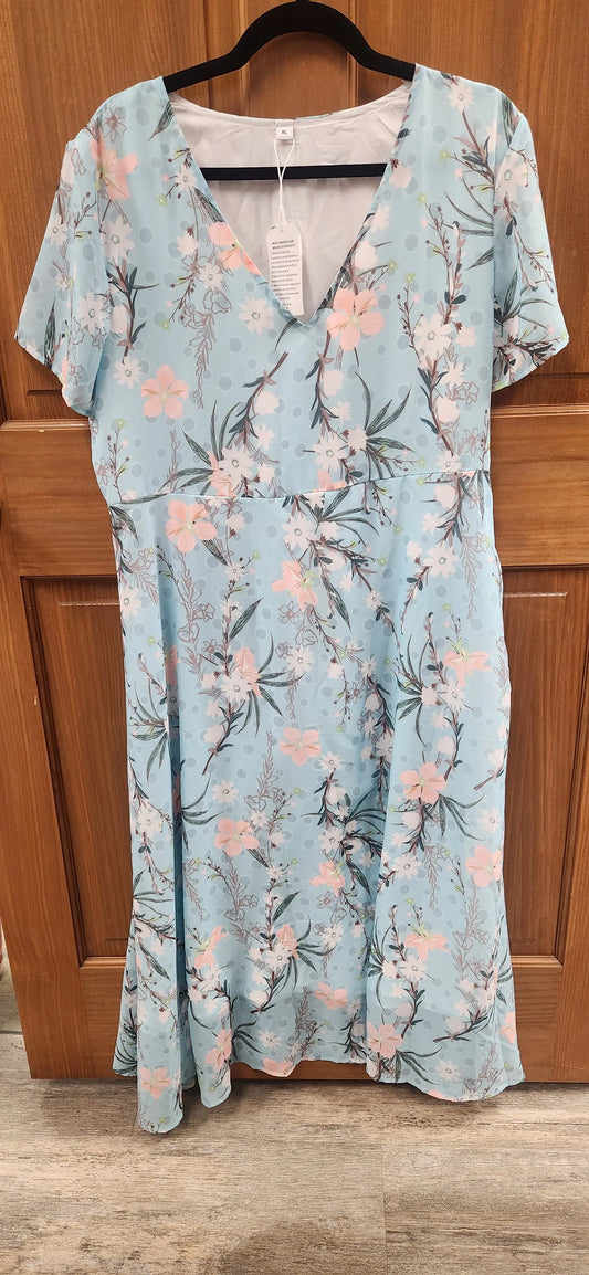 Georgina Blue Floral Dress - Scarlett's Riverside Boutique