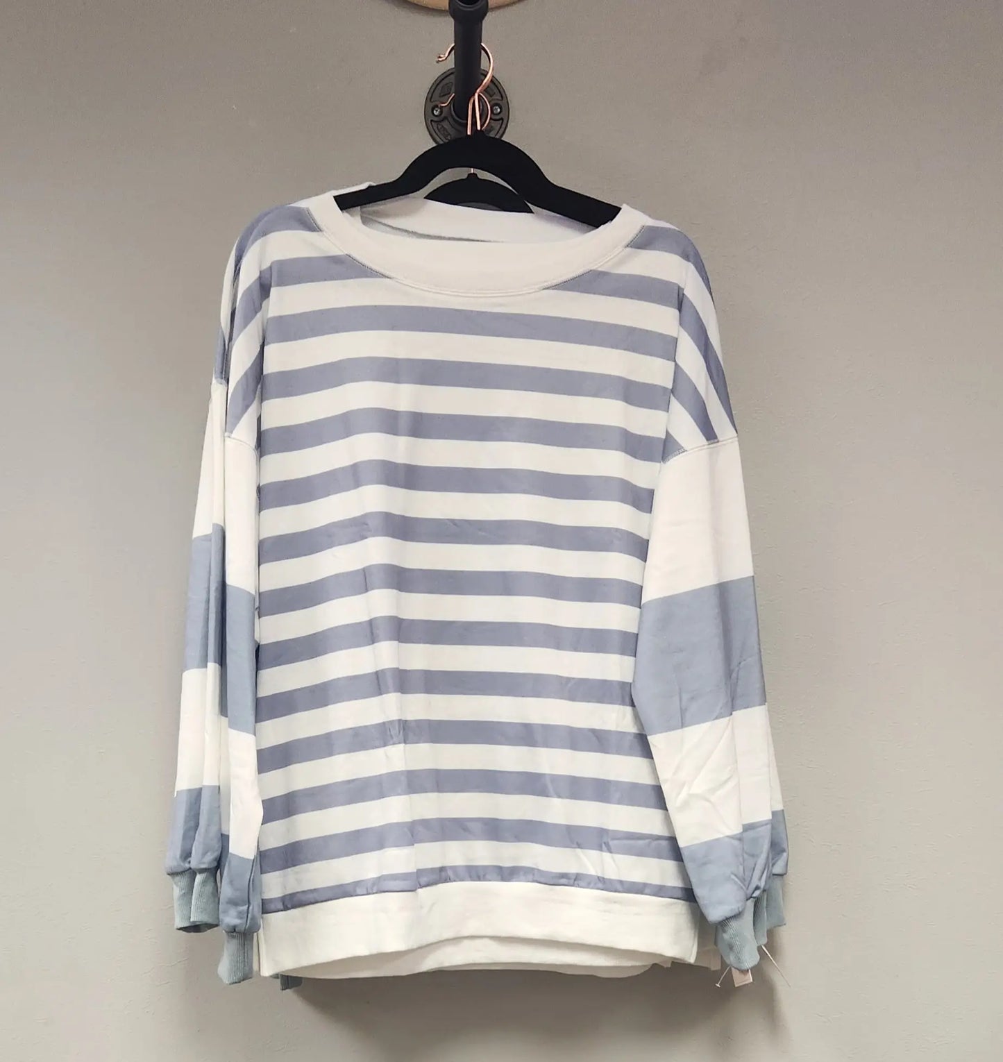 Gray Striped Pullover - Scarlett's Riverside Boutique