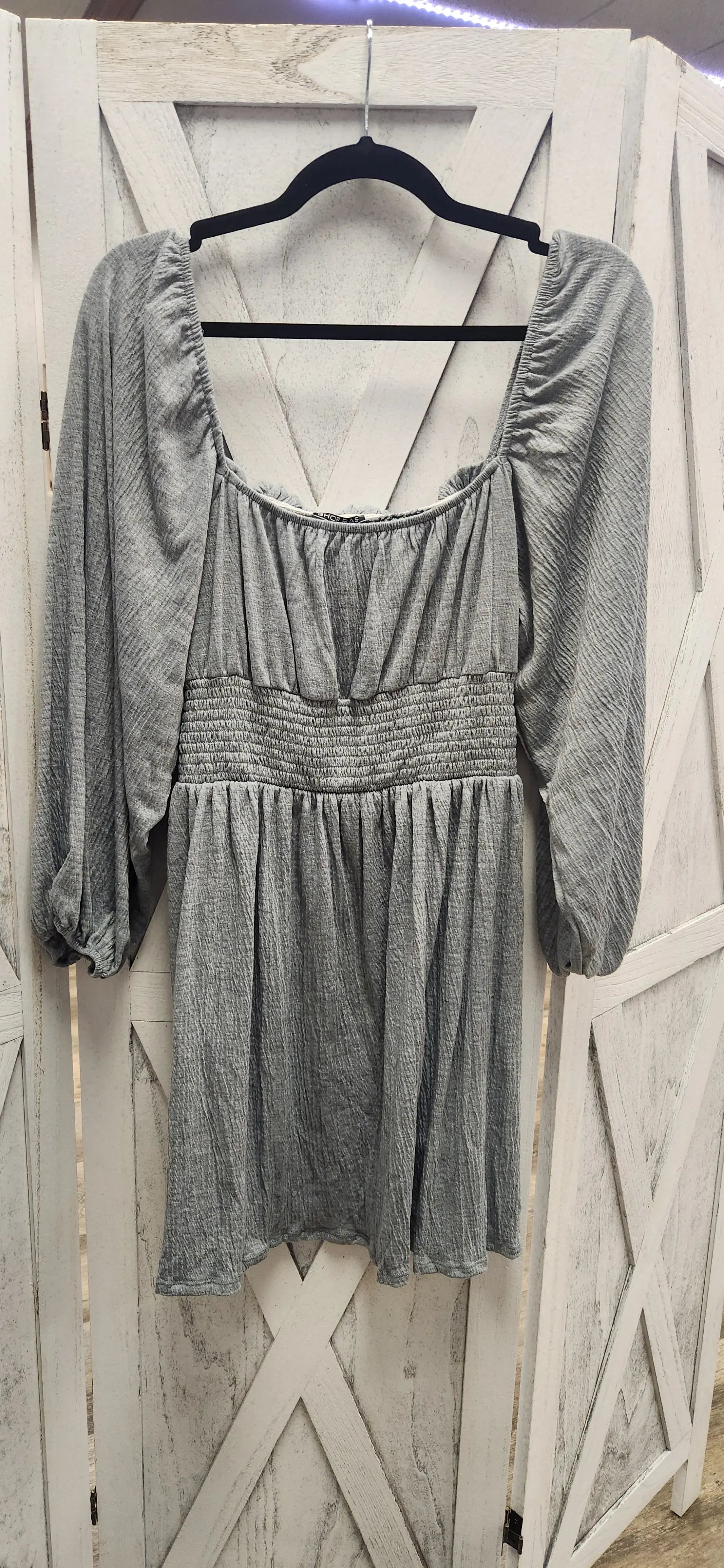 Greta Gray Peasant Dress - Scarlett's Riverside Boutique
