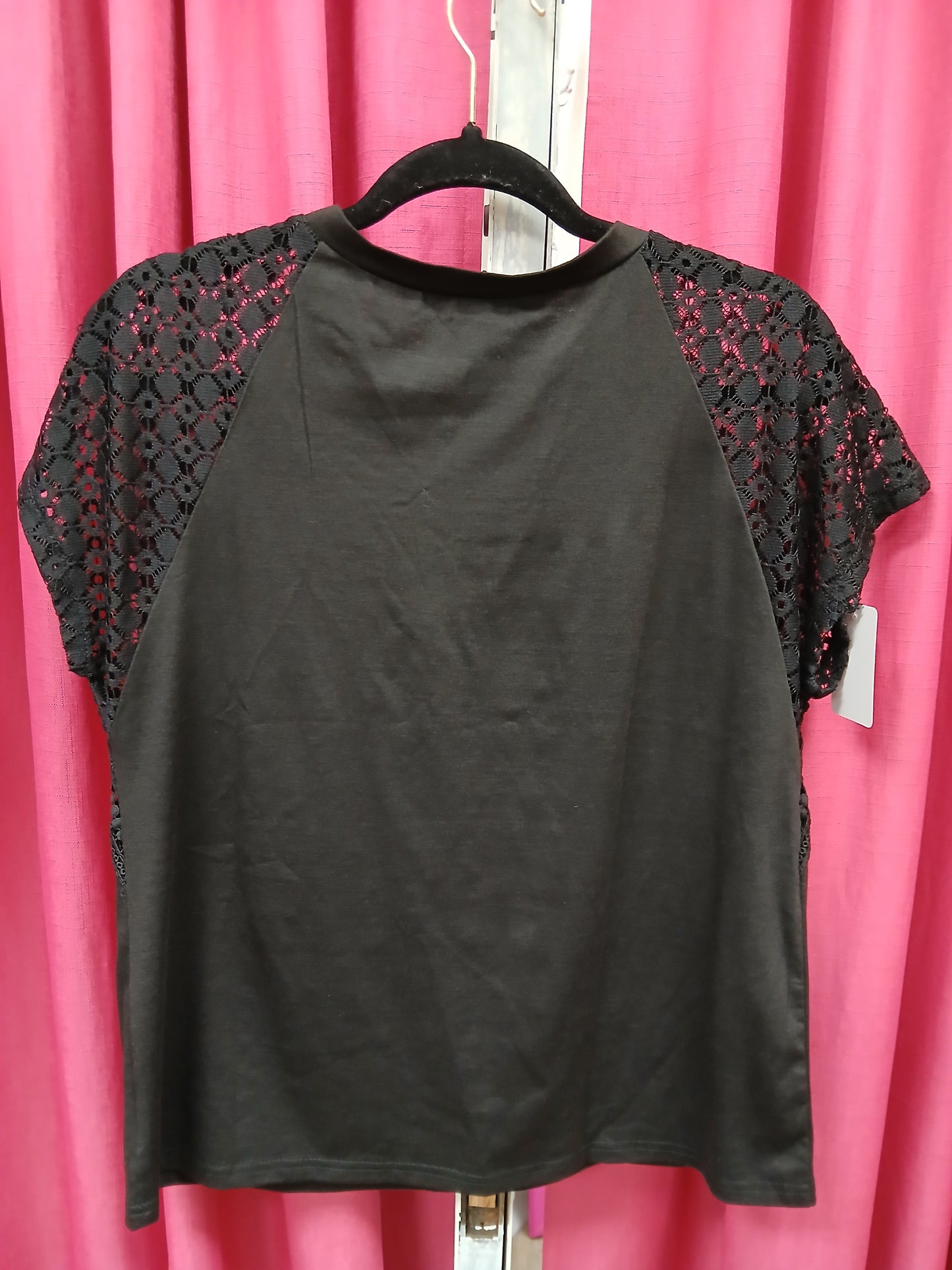 Black Mesh Short Sleeve Shirt - Scarlett's Riverside Boutique