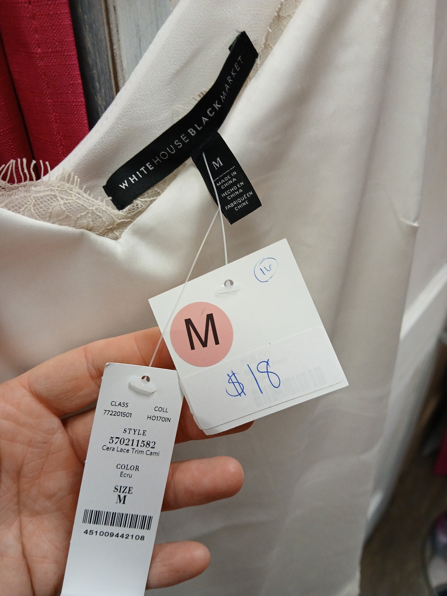White Silk with Lace Trim Spaghetti Strap Blouse - Scarlett's Riverside Boutique