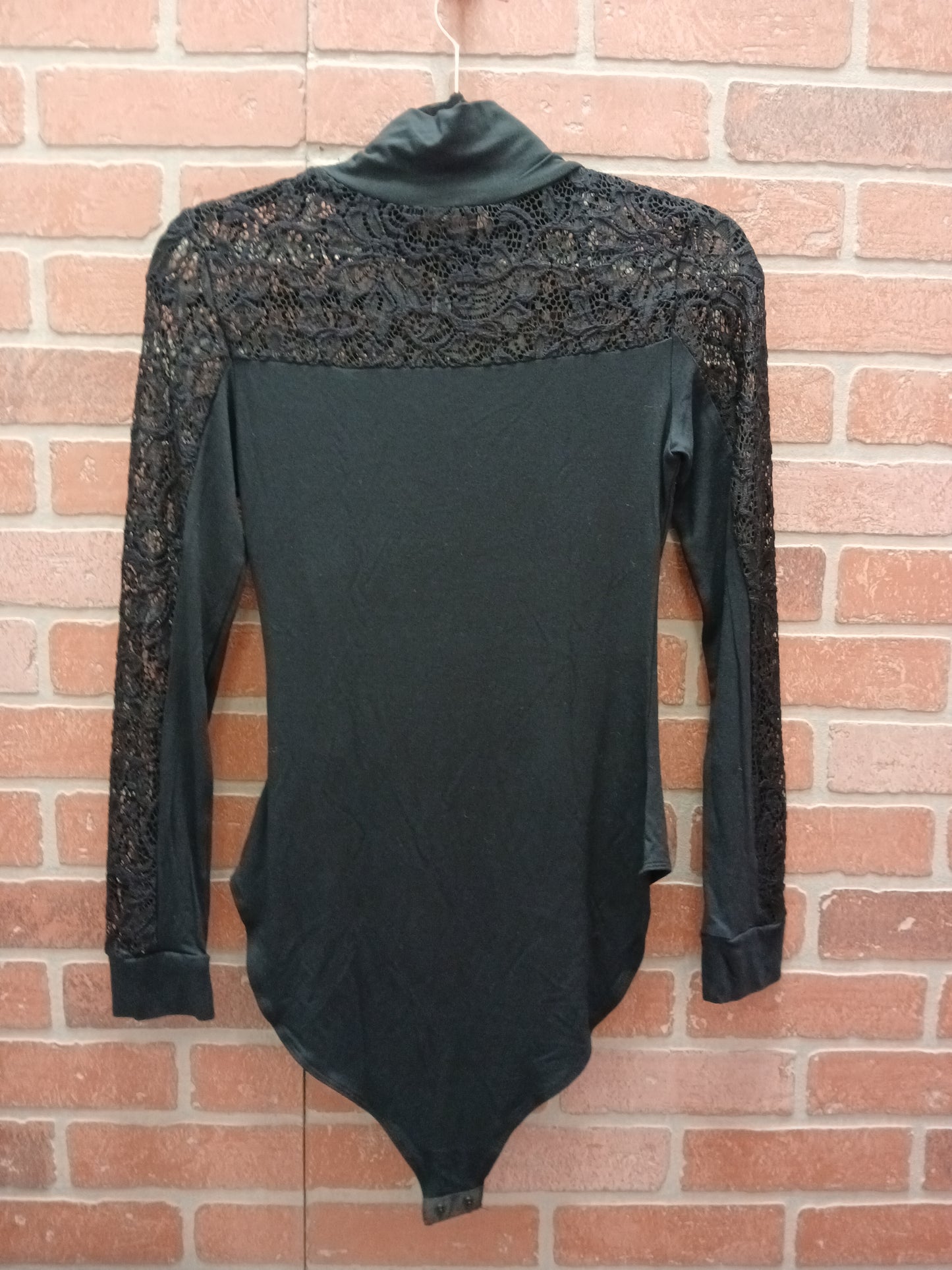 Black Kimi+Kai Bodysuit w/ lace sleeves and chest - Scarlett's Riverside Boutique
