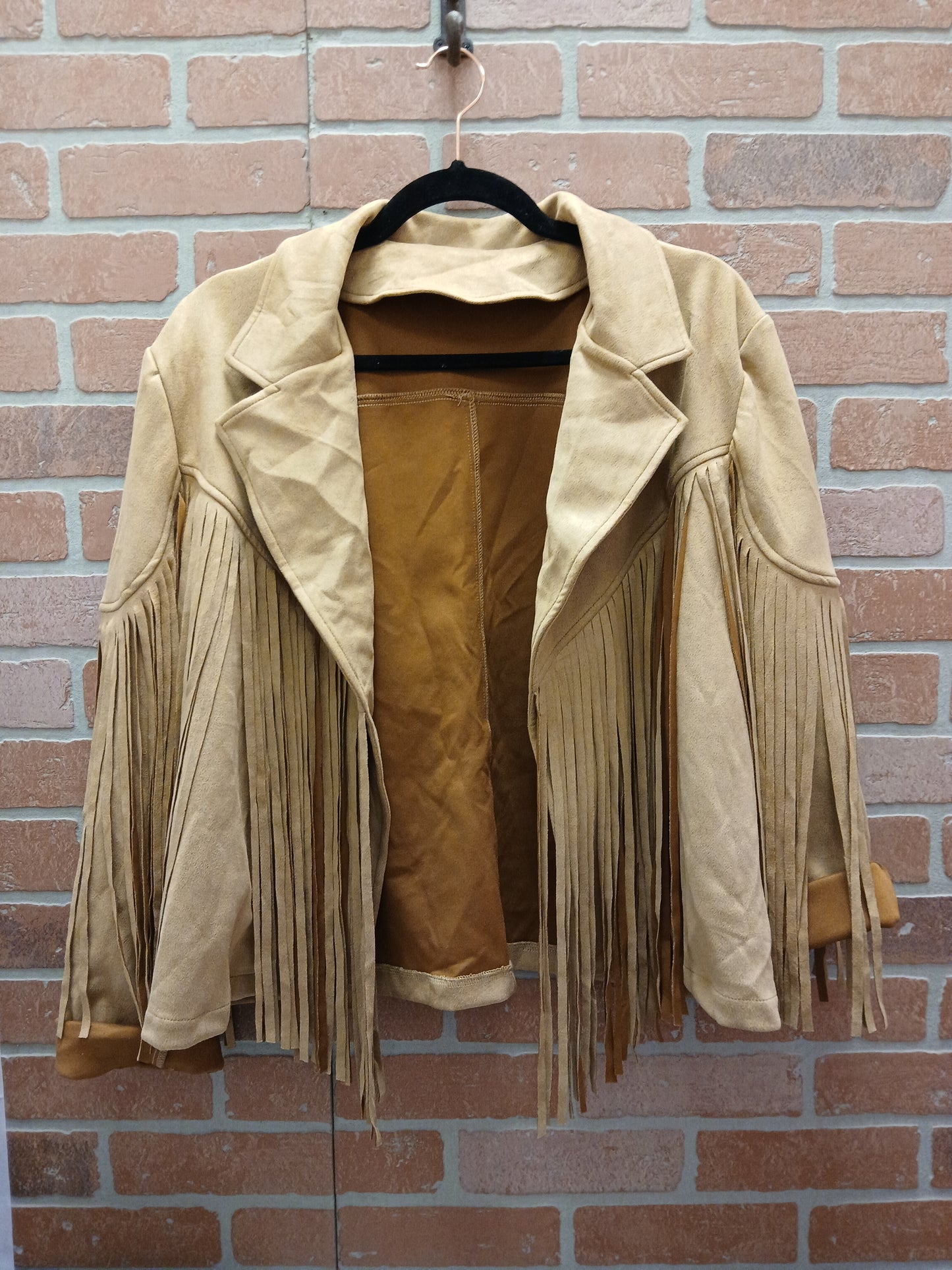Brown Faux Swade Coat w/ Fringe - Scarlett's Riverside Boutique