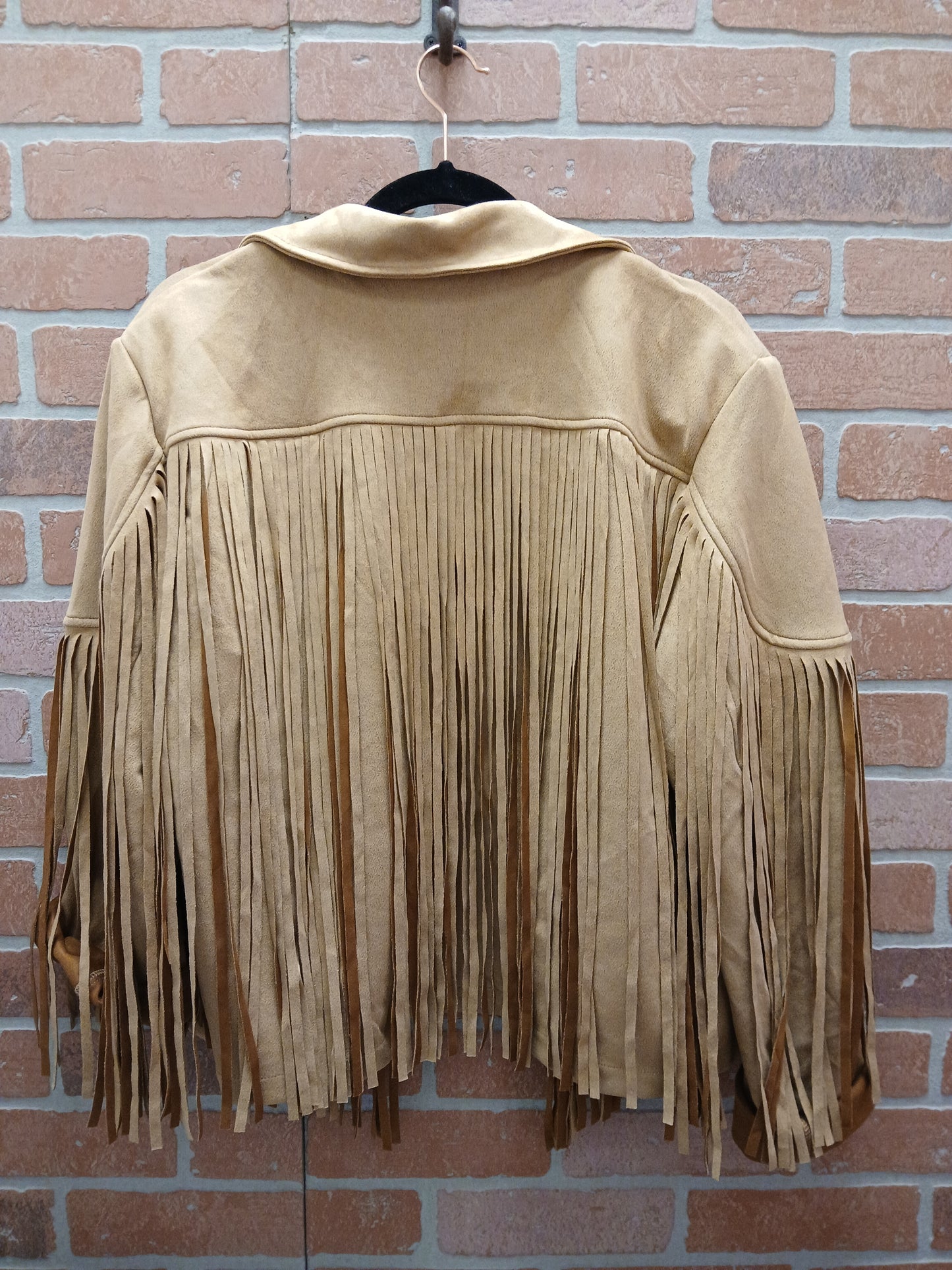 Brown Faux Swade Coat w/ Fringe - Scarlett's Riverside Boutique