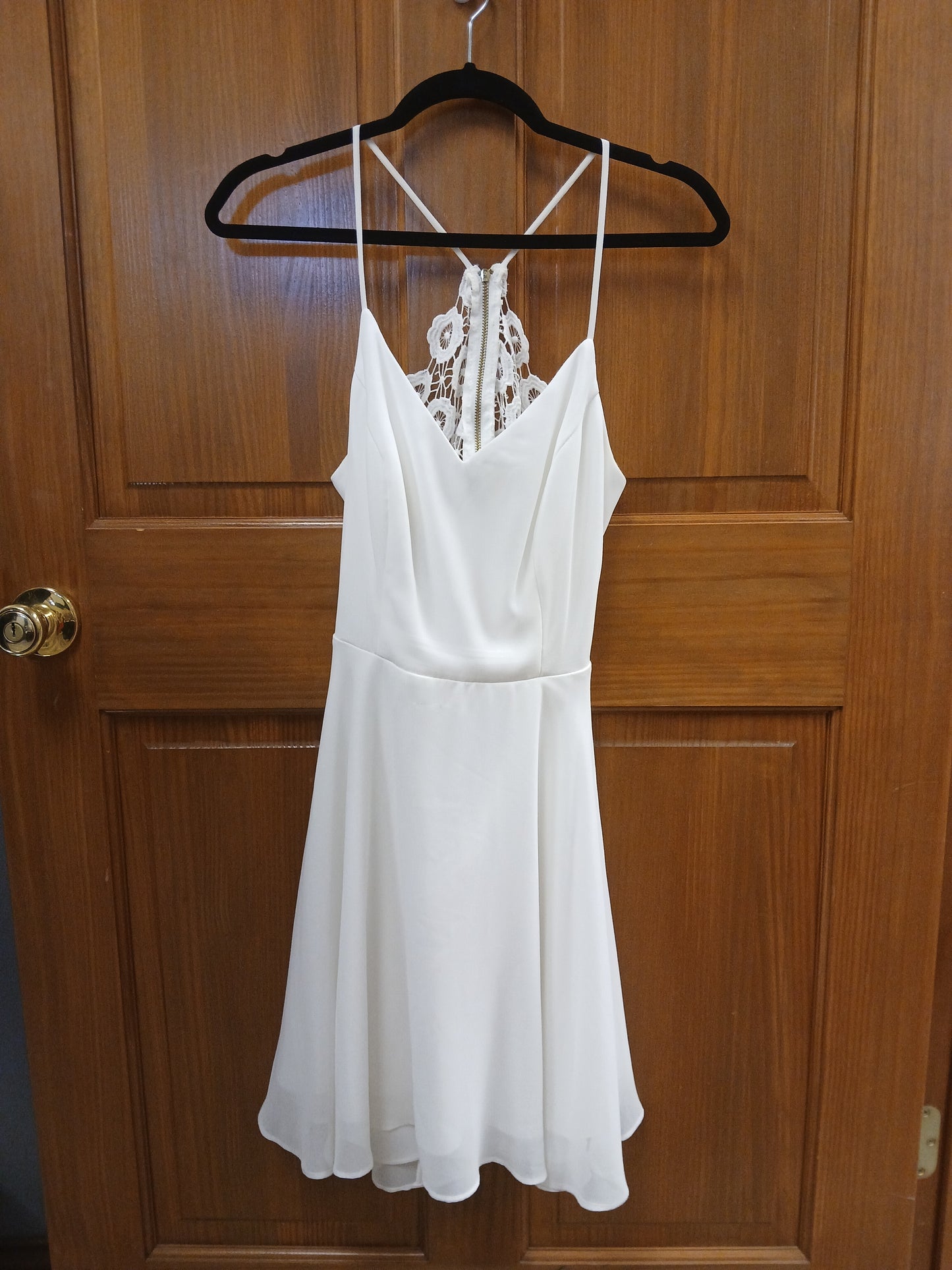 City Triangle White Spaghetti Strap Dress w/ Lace Back size 9 - Scarlett's Riverside Boutique