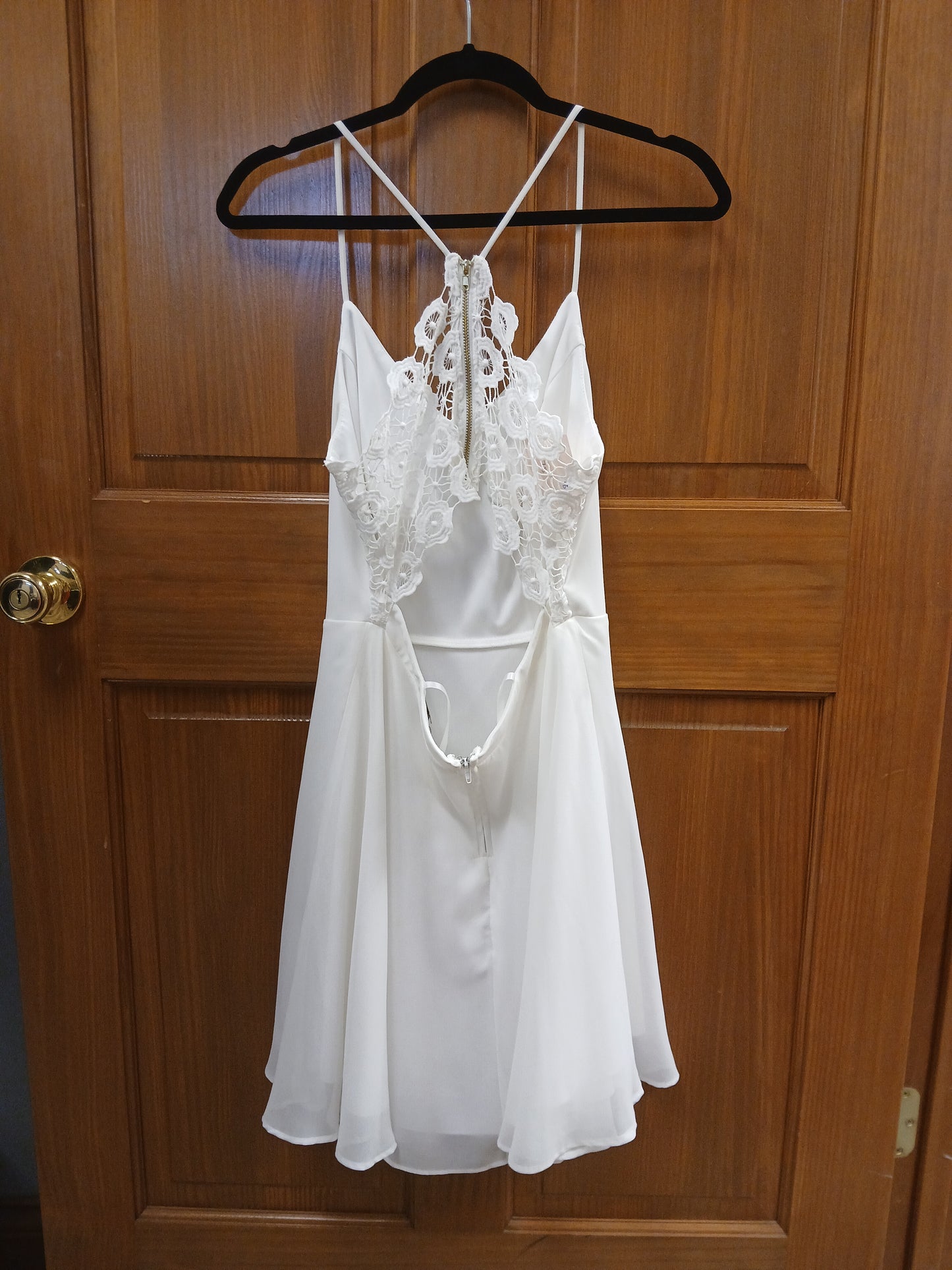 City Triangle White Spaghetti Strap Dress w/ Lace Back size 9 - Scarlett's Riverside Boutique