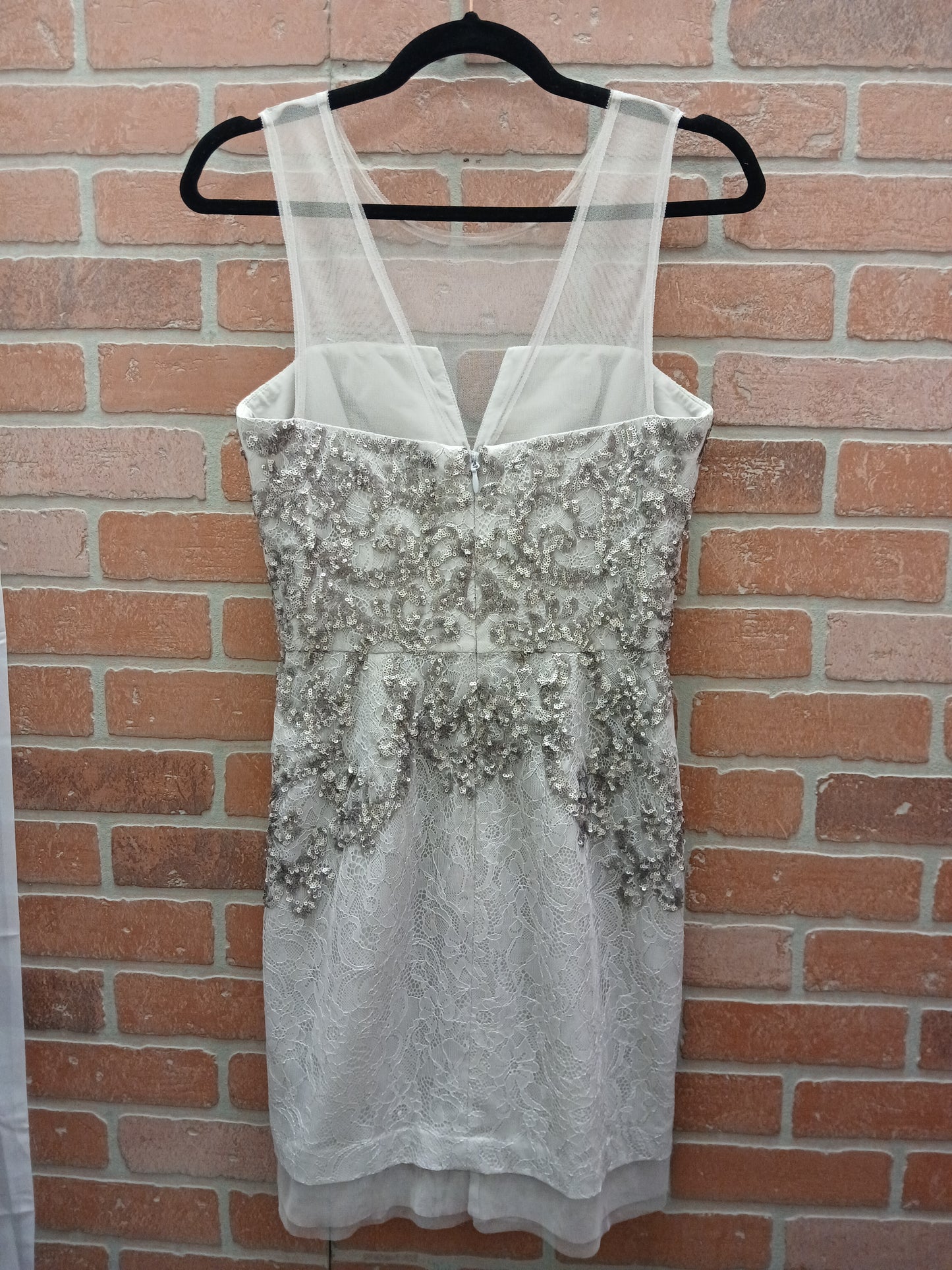 RS 59 Grey/Silver Lace Dress w/Sequin - Scarlett's Riverside Boutique