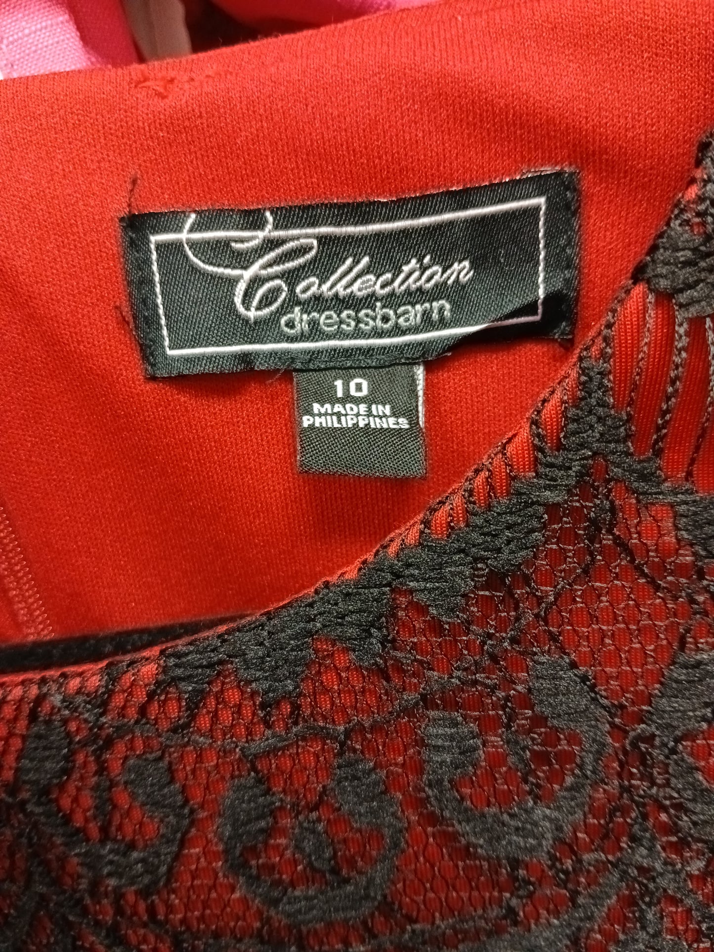 Red Dressbarn Dress w/ Black Lace. Size 10. RS 24 - Scarlett's Riverside Boutique