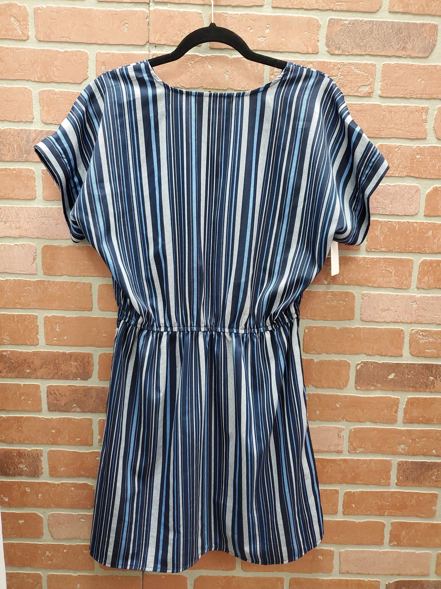 Blue Striped Dress w/ Buttons. Size L. - Scarlett's Riverside Boutique