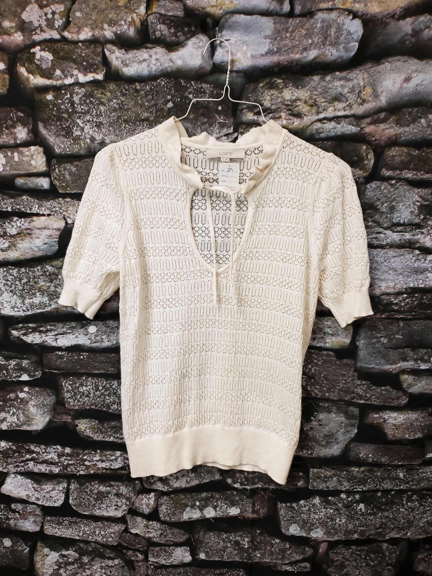 Loft. Cream White Knitted Blouse. Size M. RS 29. - Scarlett's Riverside Boutique