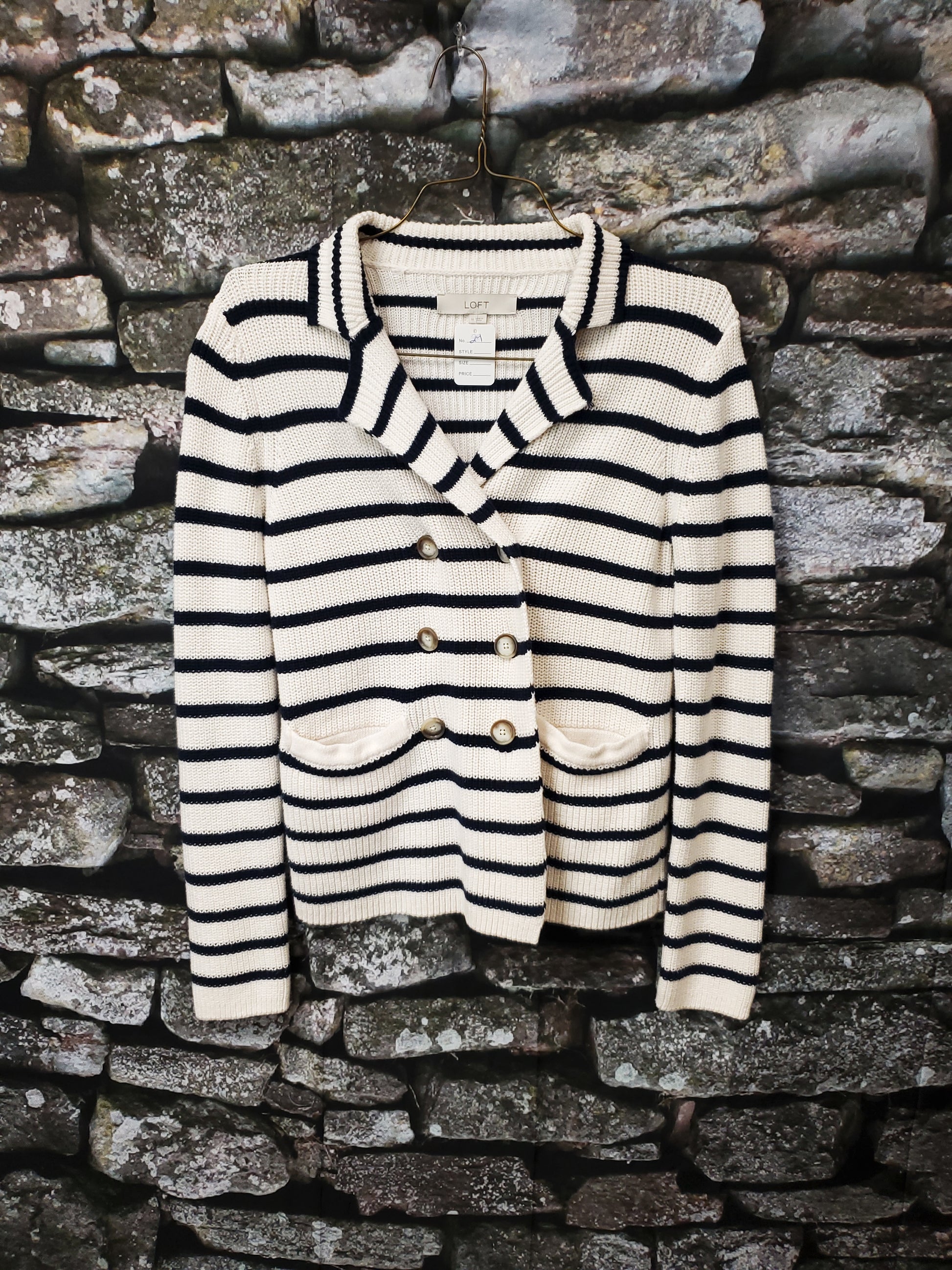 Loft. Navy and White Stripped Knitted Sweater. Size M. RS 29. - Scarlett's Riverside Boutique