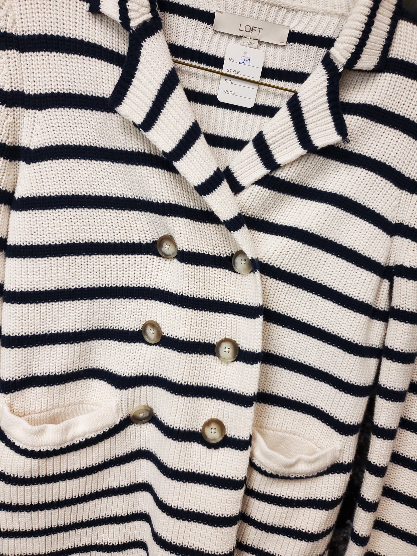 Loft. Navy and White Stripped Knitted Sweater. Size M. RS 29. - Scarlett's Riverside Boutique