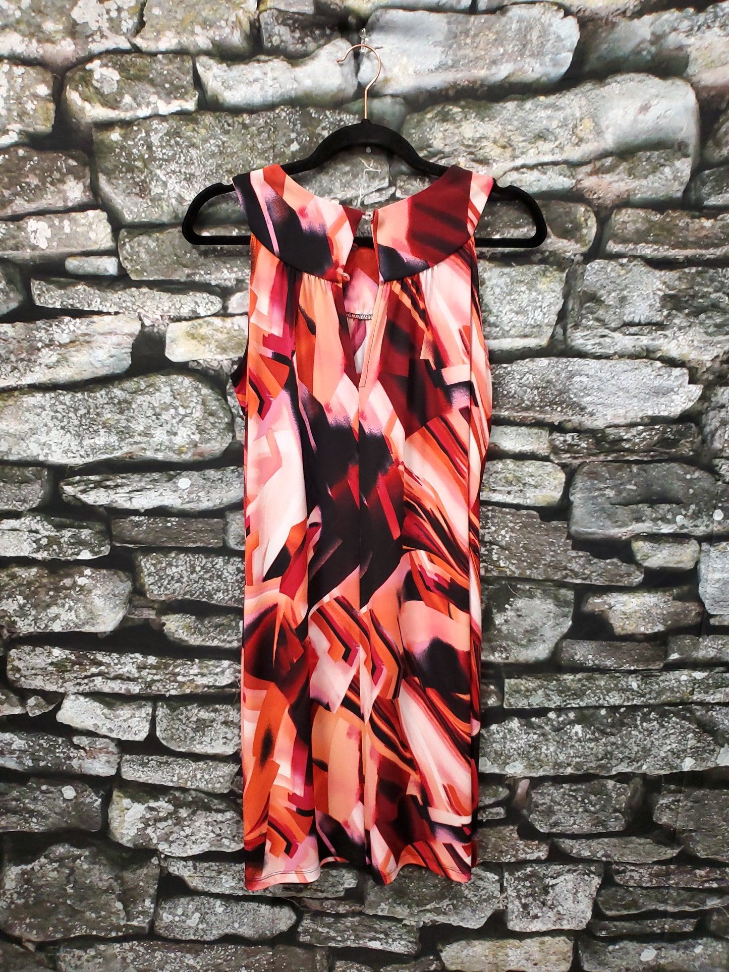 AB Studio, Red/Orange Multi Color Dress. Size M. RS 32 - Scarlett's Riverside Boutique