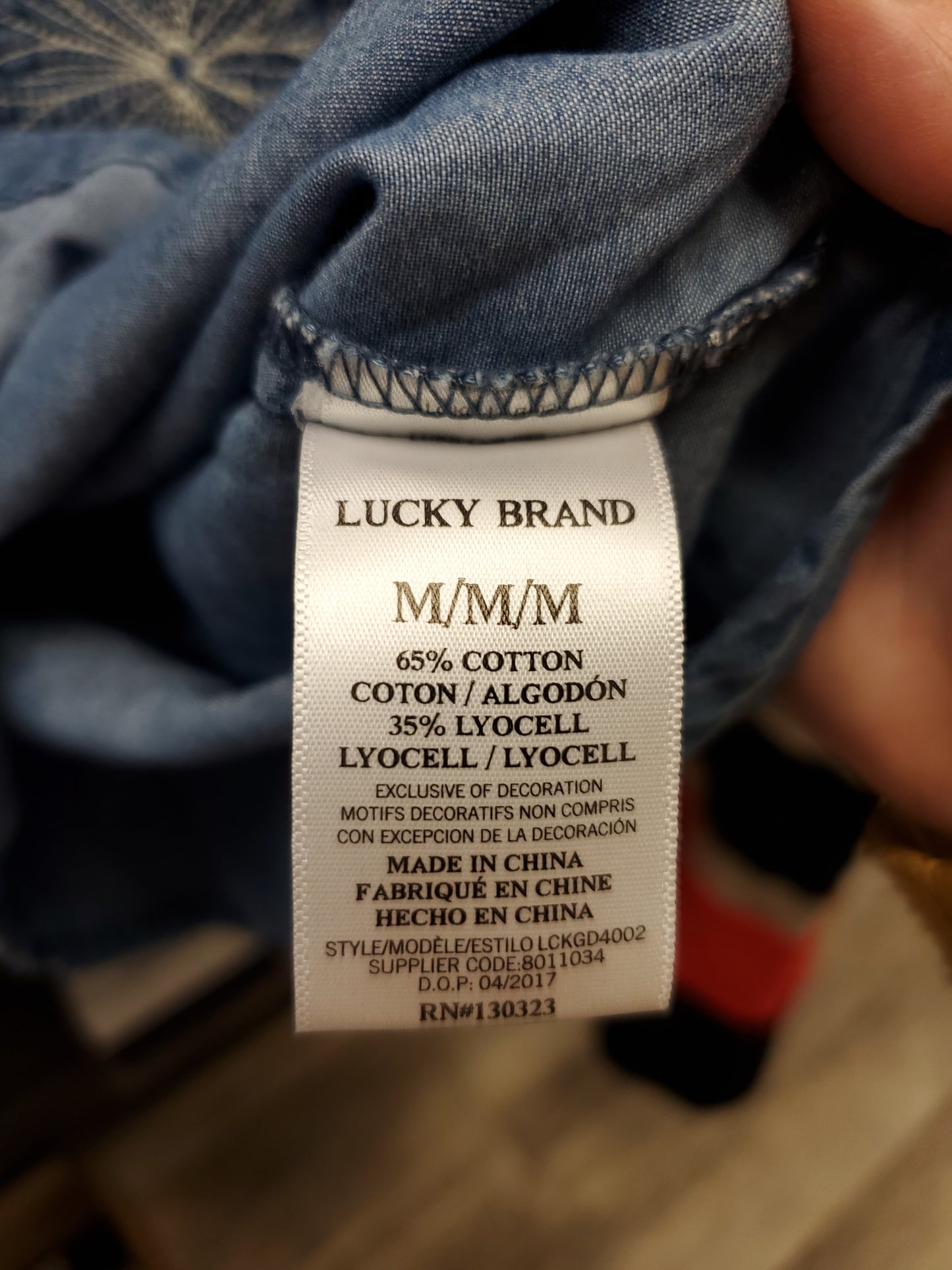 Lucky Brand Denim Blouse. Size M. RS 2. - Scarlett's Riverside Boutique
