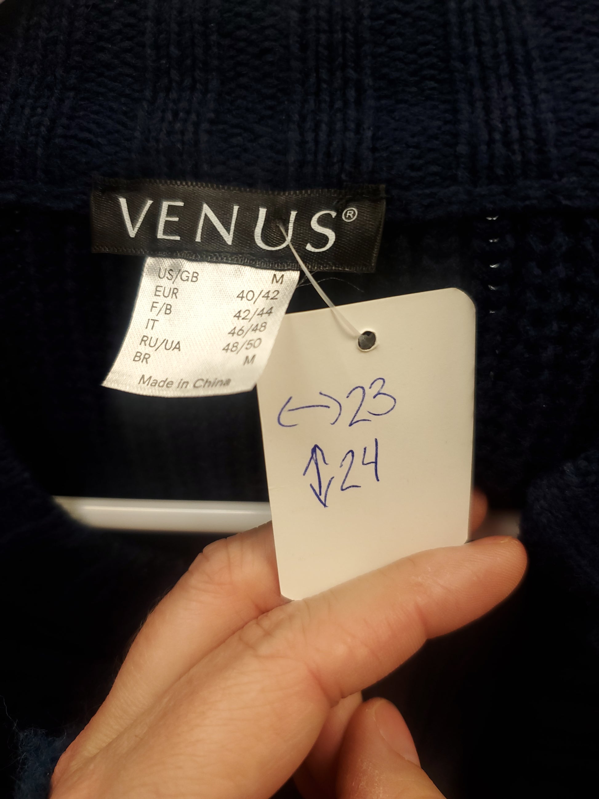Venus Navy Sweater. Size M. RS 11 - Scarlett's Riverside Boutique