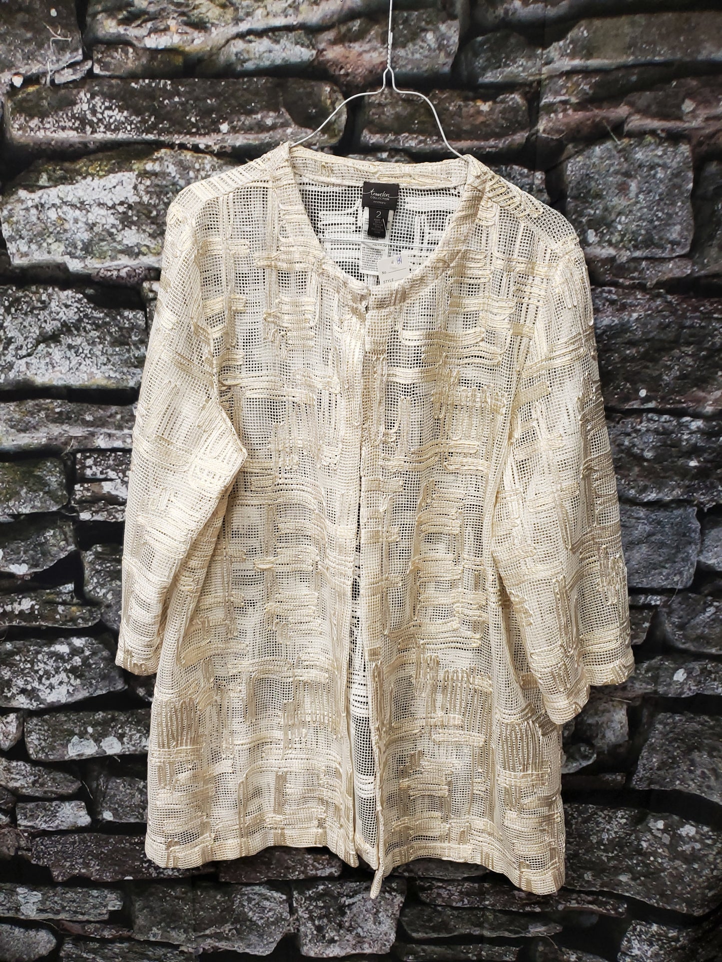 Travelers Collection Gold & Cream Mesh Jacket. Size 2. RS 83 - Scarlett's Riverside Boutique
