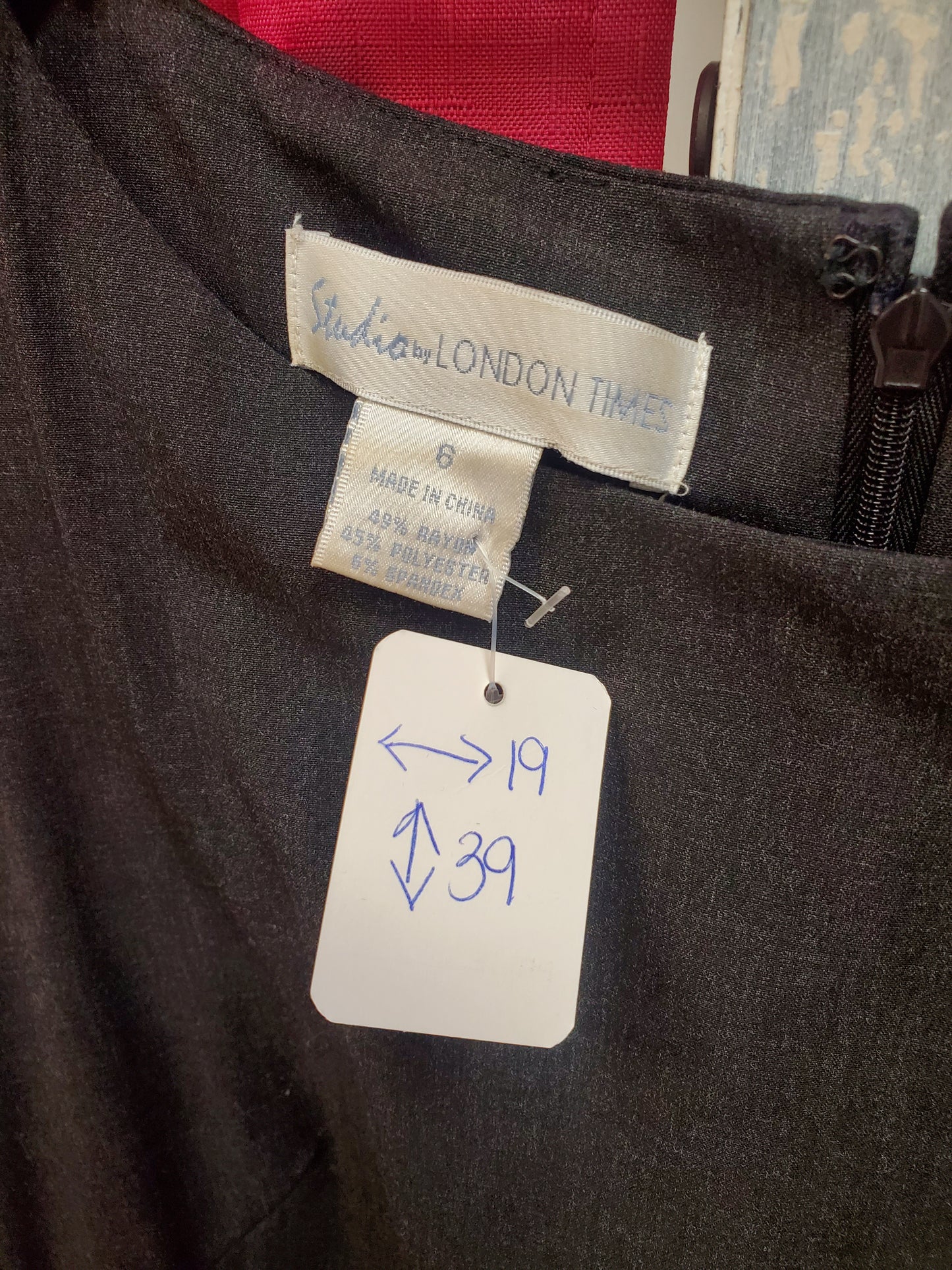 Studio by London Times Charcoal Dress. Size 6. RS 99. - Scarlett's Riverside Boutique