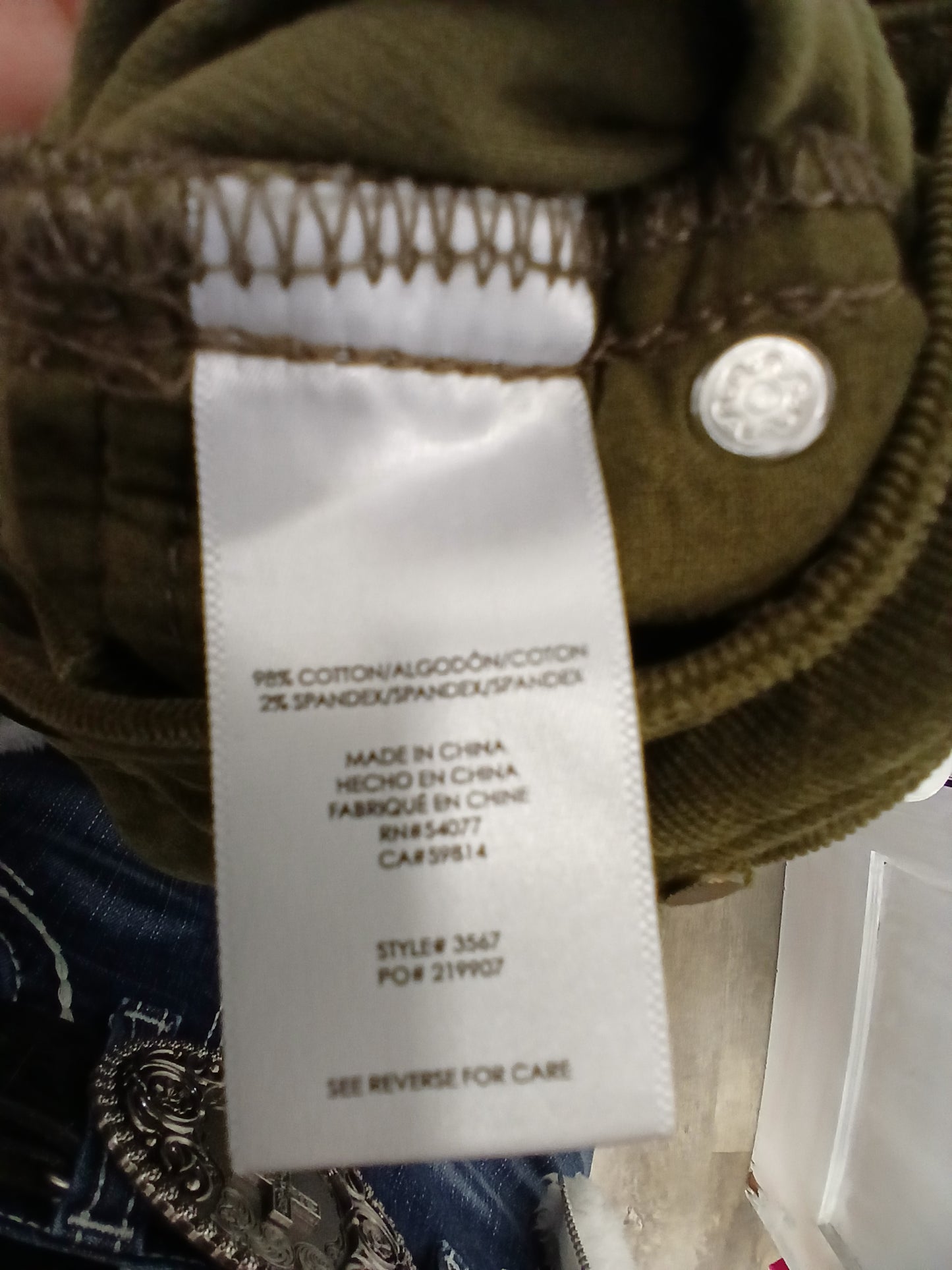 Cabi Olive Jeans Size 6 RS 87 - Scarlett's Riverside Boutique