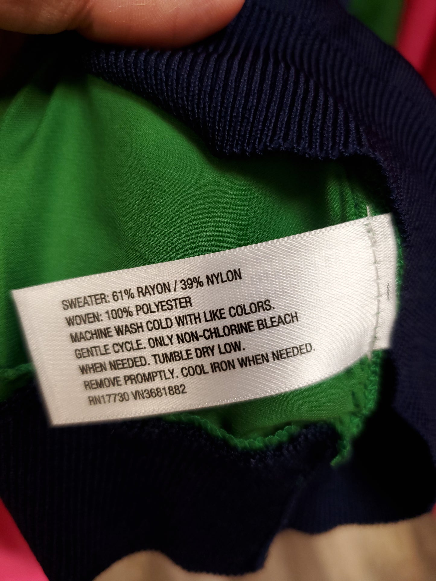 Phillip Jim Navy & Green Sweater. Size S. RS 81 - Scarlett's Riverside Boutique