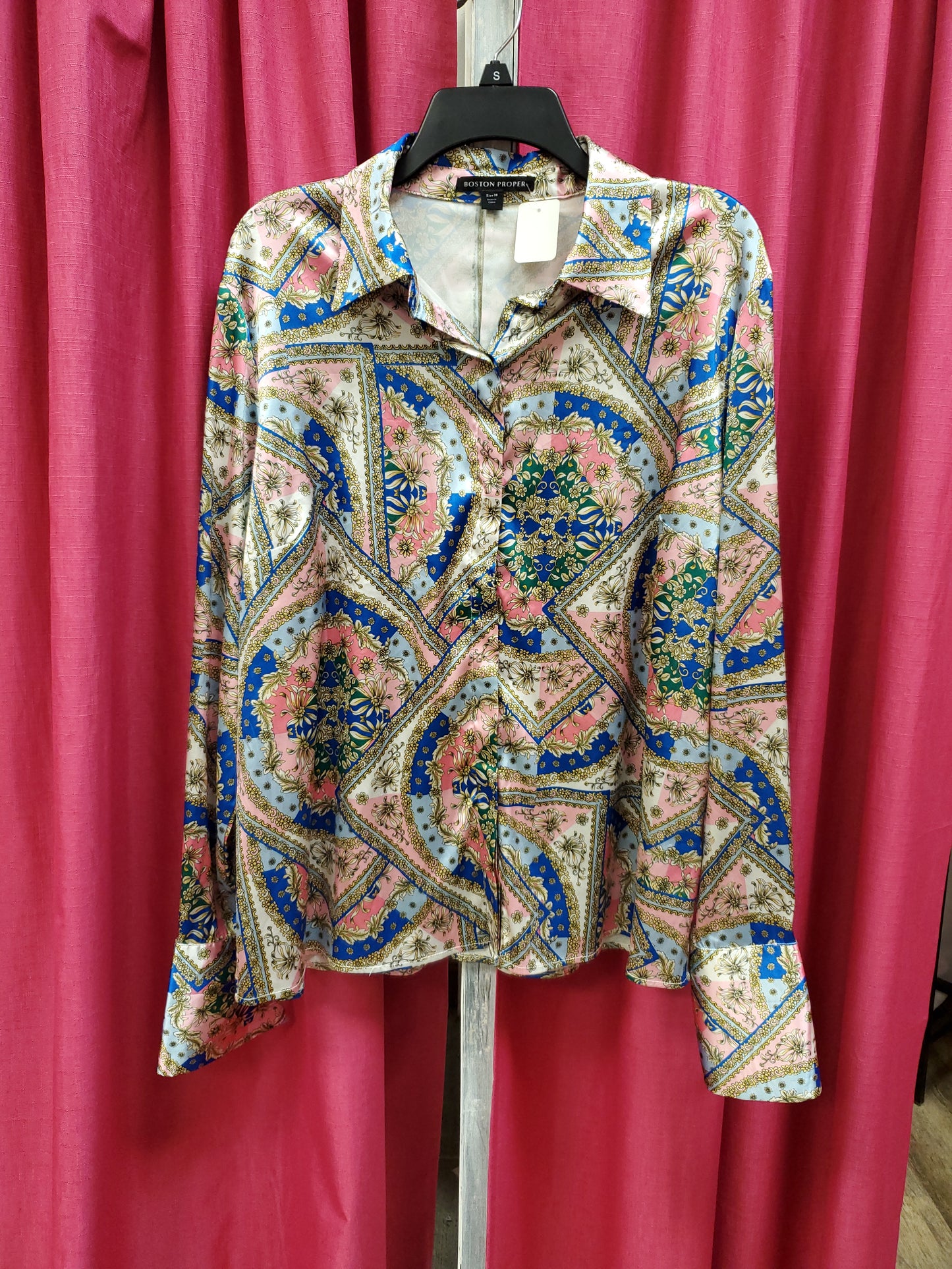 Boston Proper Multi Color Button Down. Size 18. RS 91 - Scarlett's Riverside Boutique