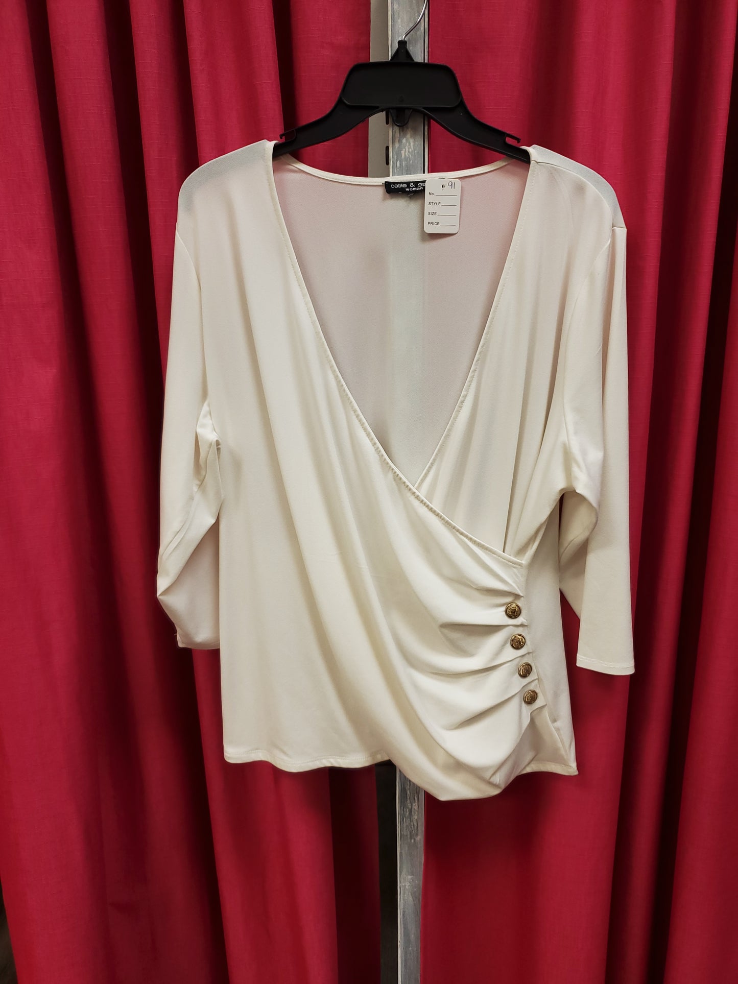 Cable & Gauge White Blouse. Size XL. RS 91 - Scarlett's Riverside Boutique
