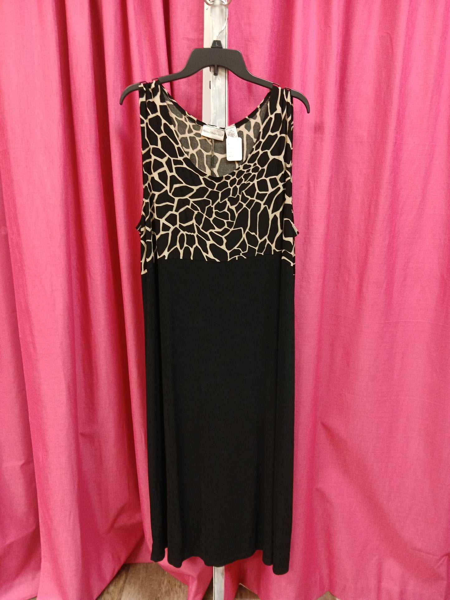 Anna Maxwell Black and Animal Print Dress. Size 2X. RS 91 - Scarlett's Riverside Boutique