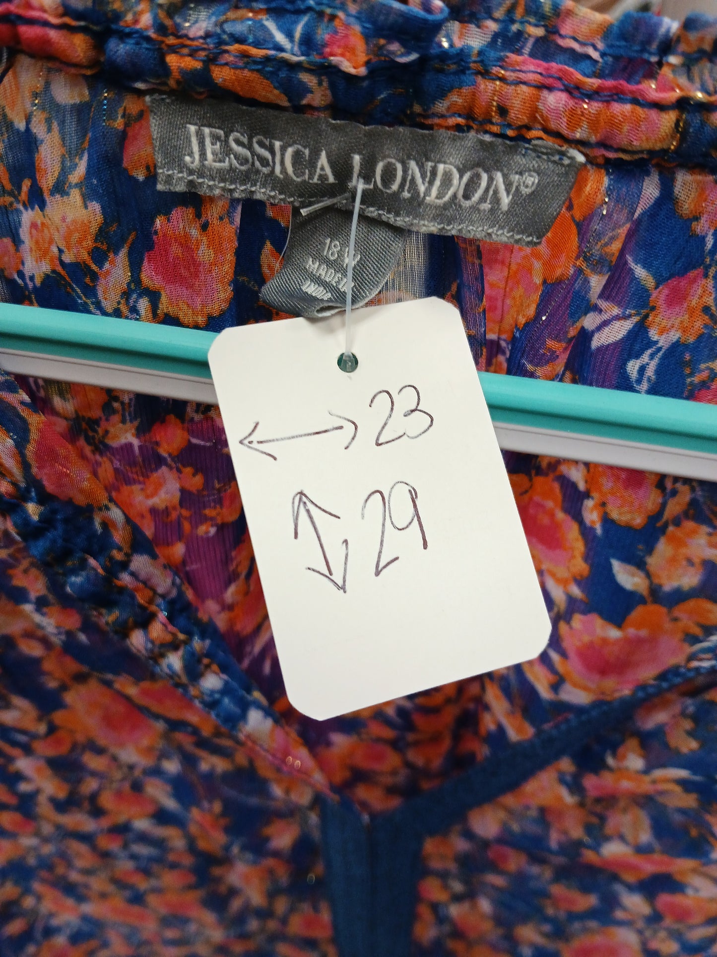 Jessica London Blue and Pink Floral Blouse. Size 18w. RS 68 - Scarlett's Riverside Boutique