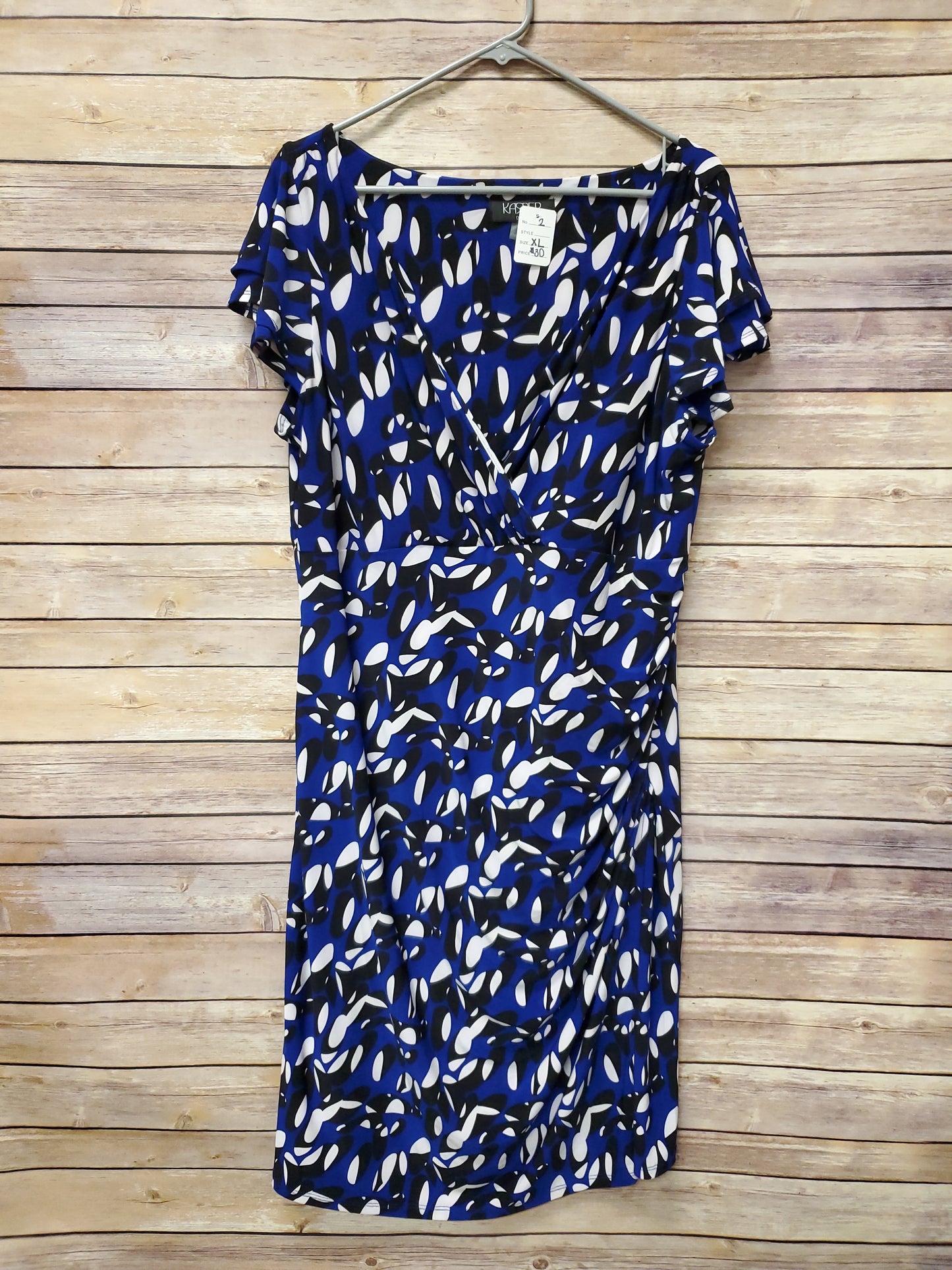 Kasper Royal Blue Dress w/ white & Navy circles. Size XL. RS 2. - Scarlett's Riverside Boutique